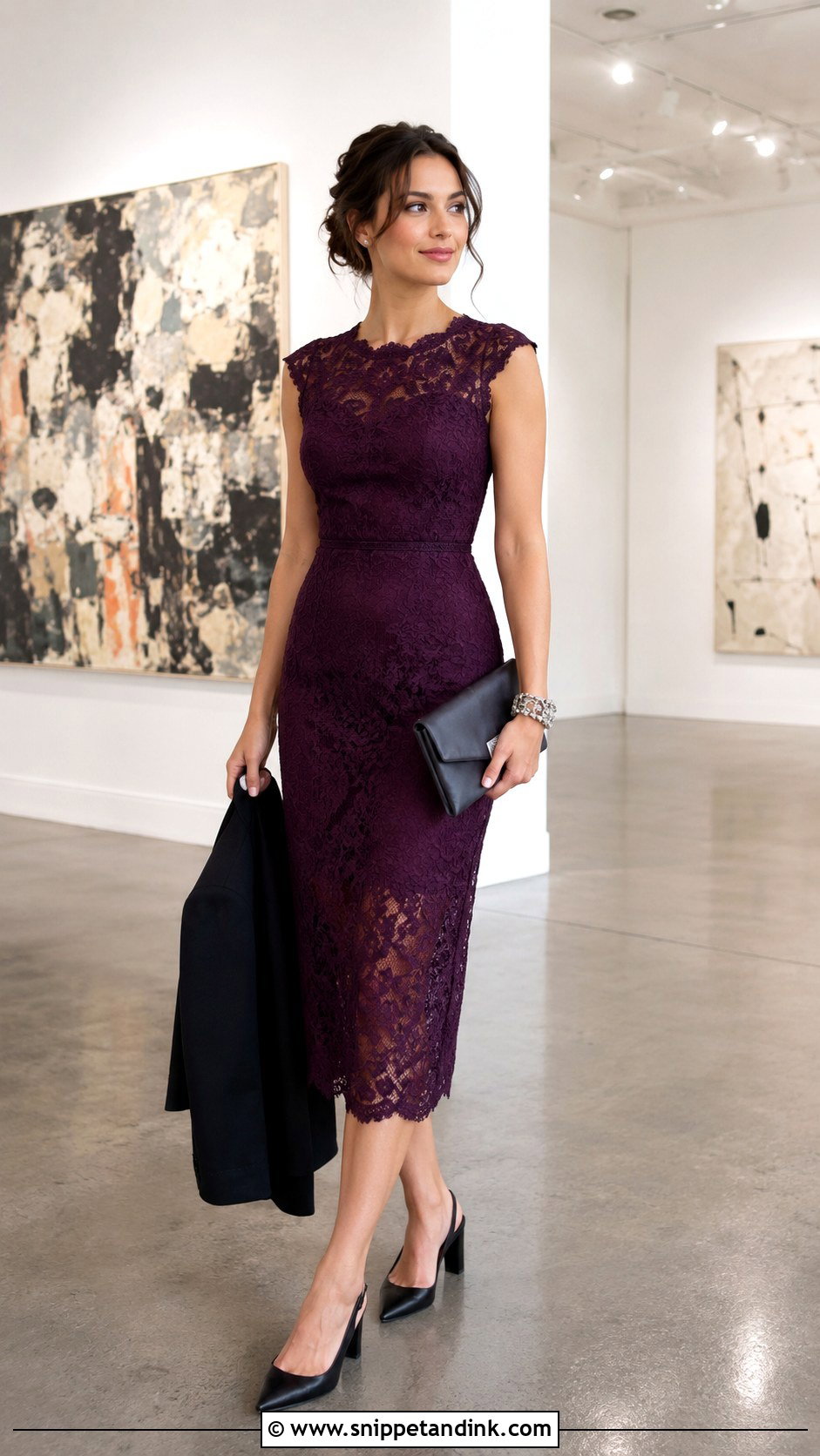 Plum Lace Dress for Cocktail Wedding - Snippet and Ink - 20 Lace Dress for Wedding Ideas