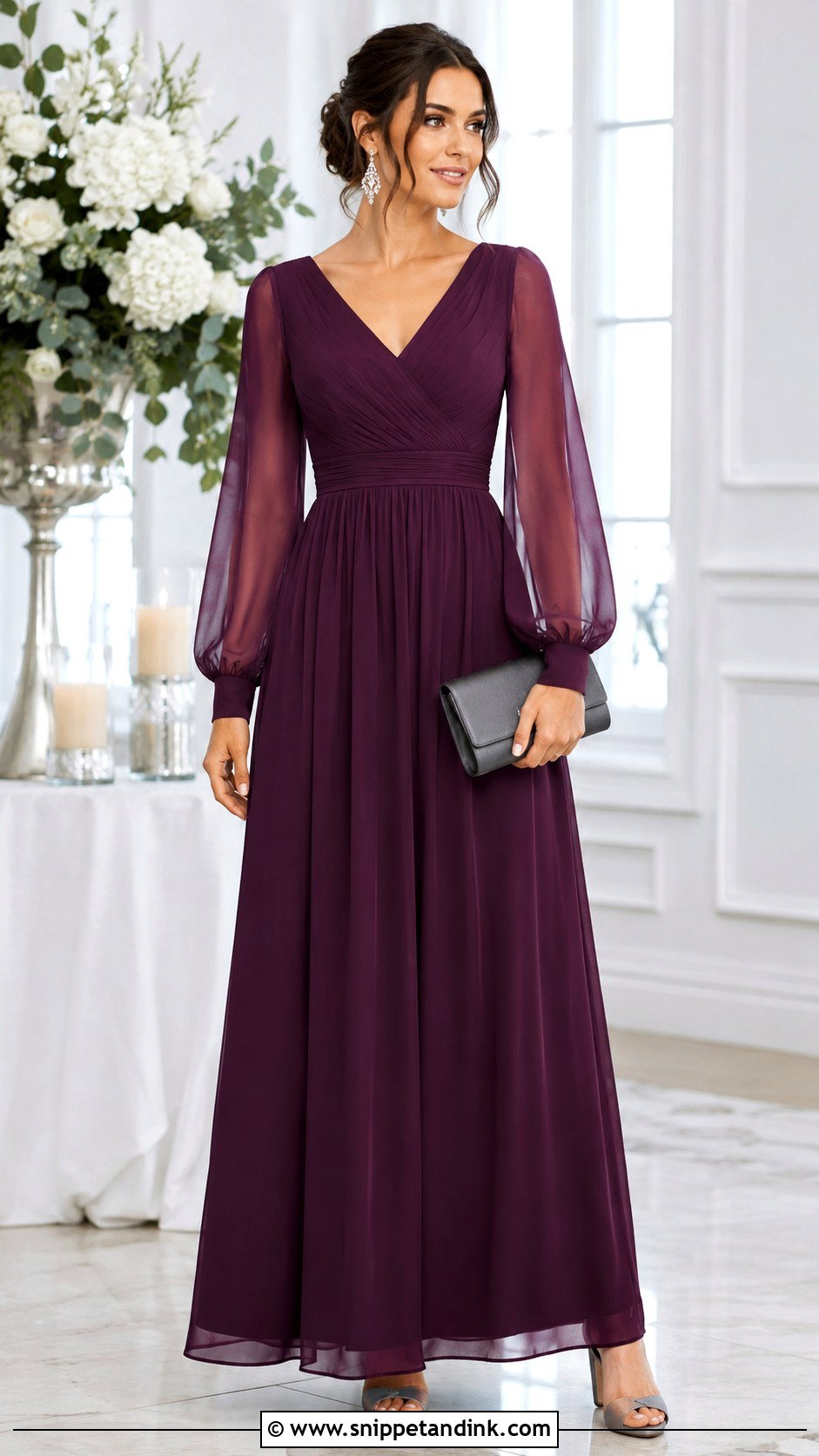 Plum Long Sleeve Maid of Honor Dress - Snippet and Ink - 20 Dresses for Maid of Honor