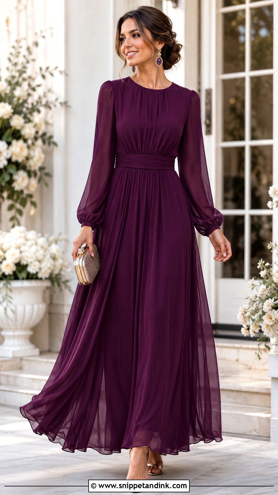 Plum Long Sleeve Maxi Dress - Snippet and Ink - 20 Dress for Brothers Wedding Ideas