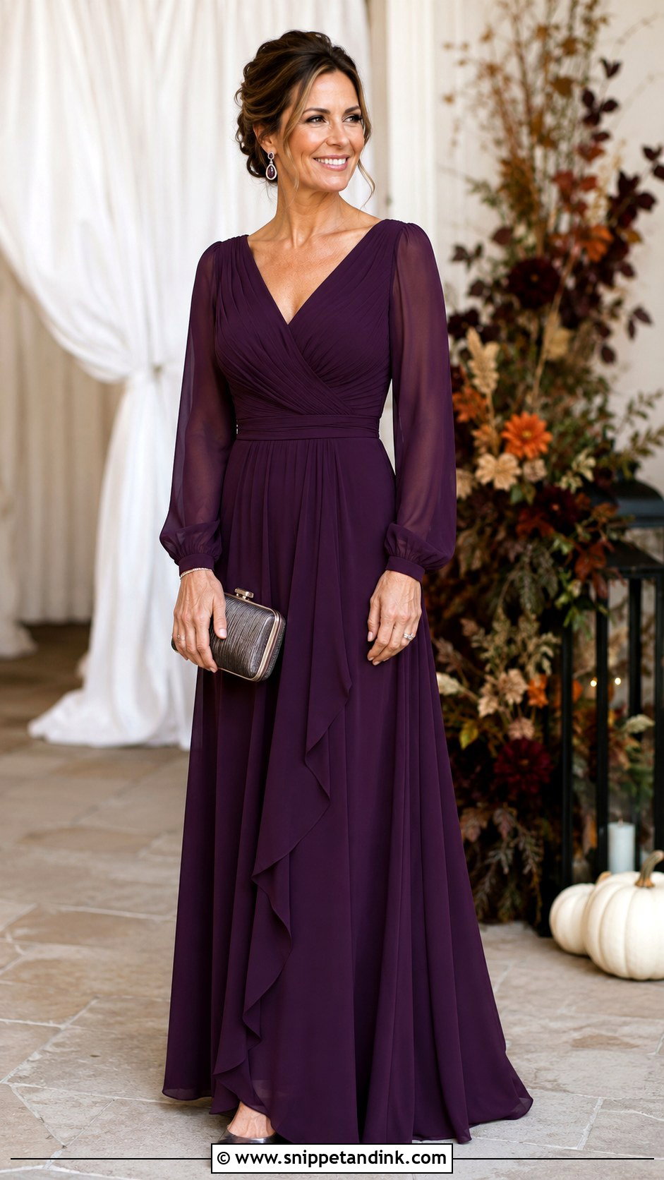 Plum Long Sleeve Sister of the Bride Dress - Snippet and Ink - 20 Dresses Sister of the Bride