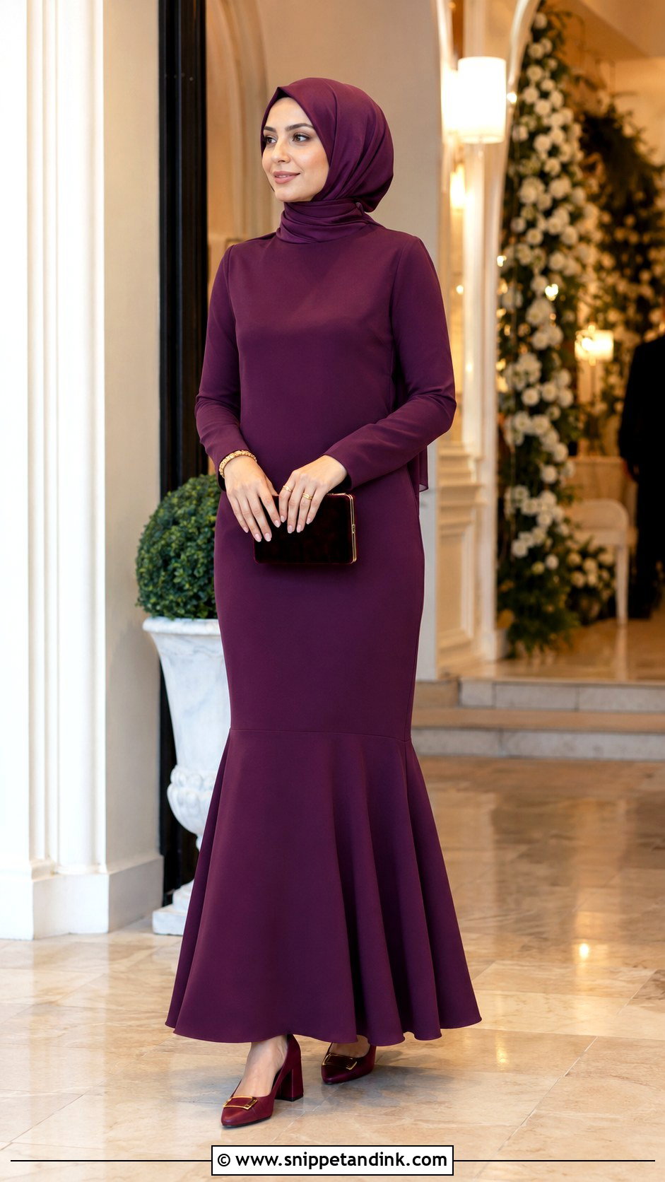Plum Mermaid Bridesmaid Hijab Dress - Snippet and Ink - 20 Dress Braidsmaid Hijab Ideas