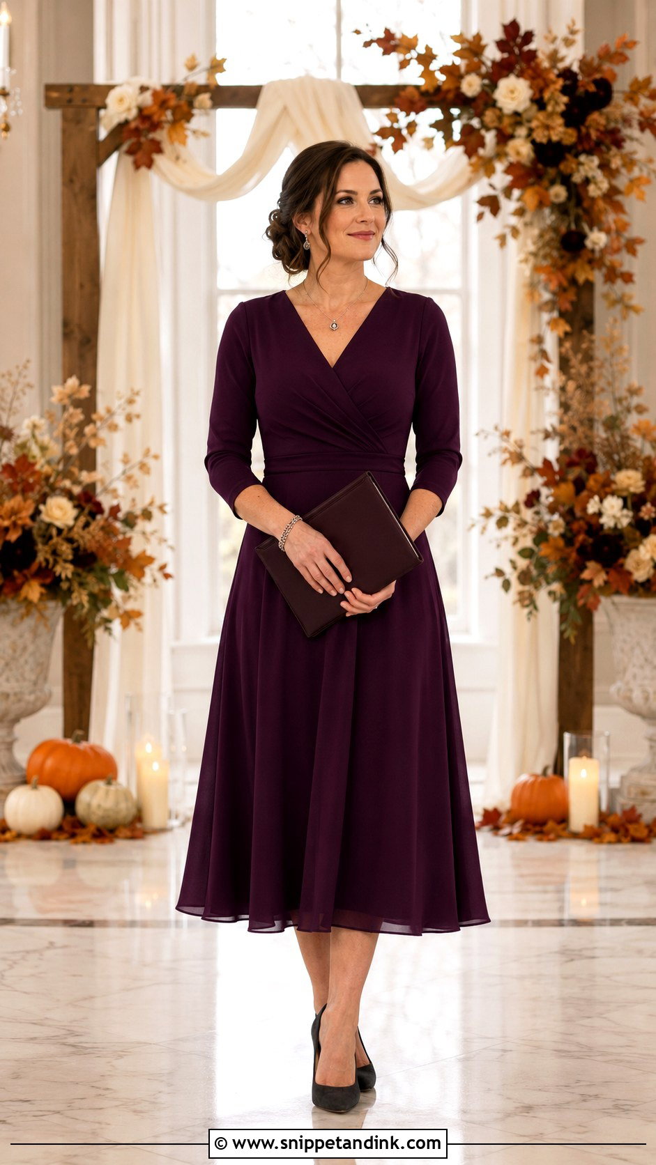 Plum Midi Dress Officiant Outfit - Snippet and Ink - 20 Female Officiant Attire Wedding Ideas