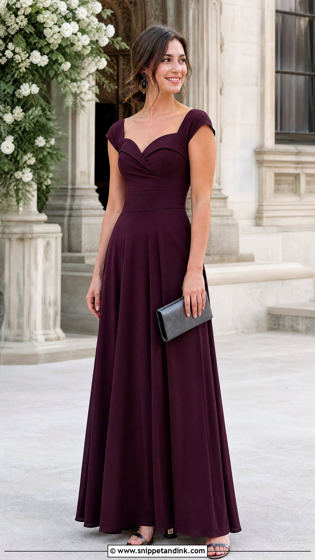 Plum Off the Shoulder Fall Bridesmaid Gown - Snippet and Ink - 20 Fall Wedding Party Attire Ideas