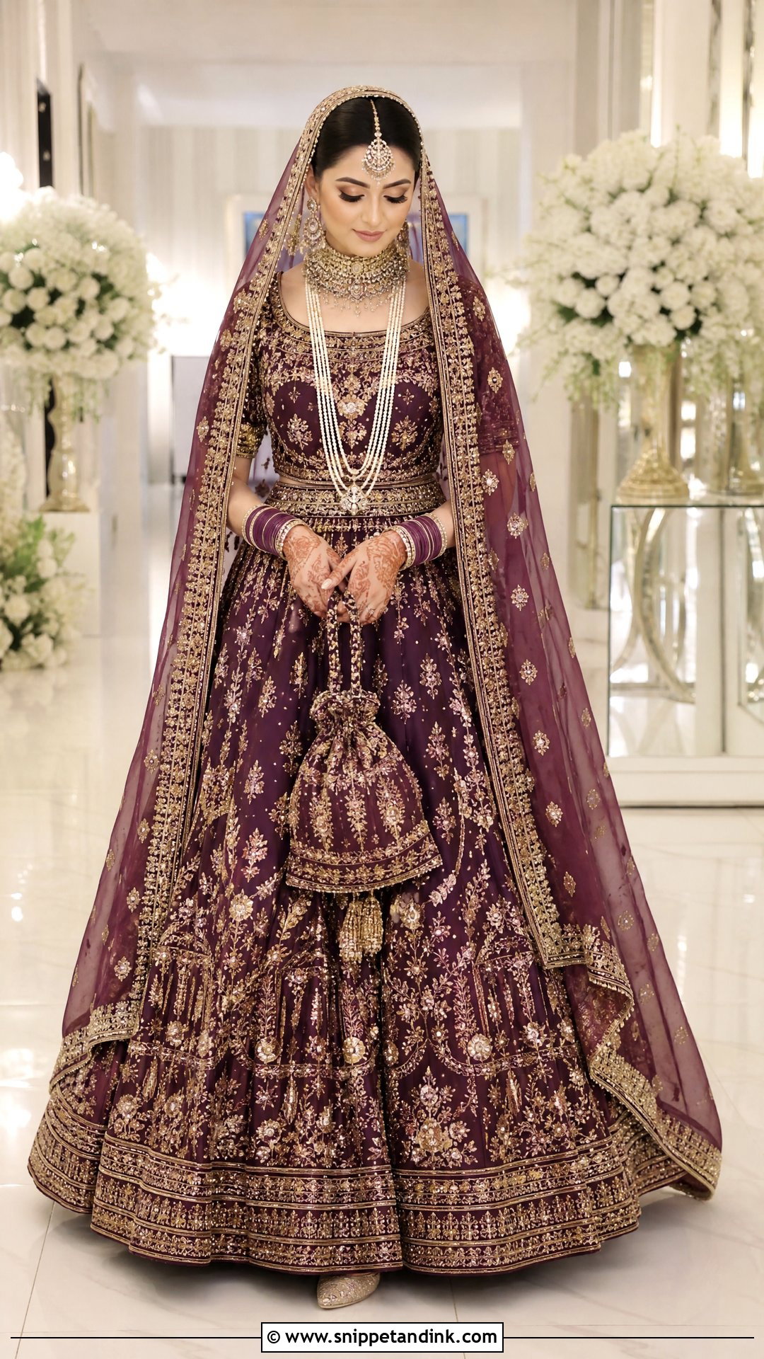 Plum Pakistani Barat Bridal Lehenga Choli - Snippet and Ink - 20 Pakistani Barat Bridal Dress Ideas