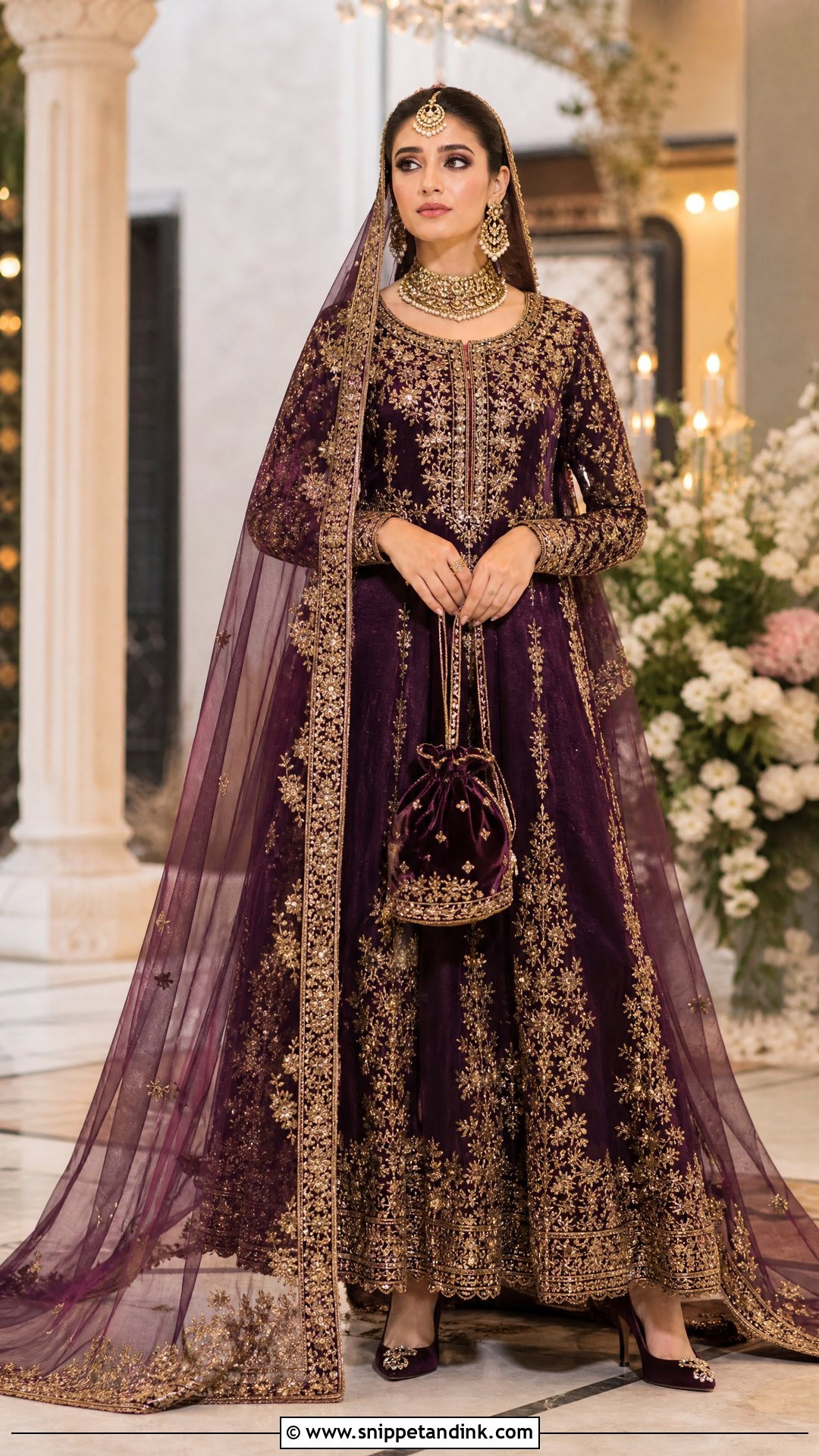 Plum Pakistani Bridal Maxi Suit - Snippet and Ink - 20 Pakistani Bridal Suits