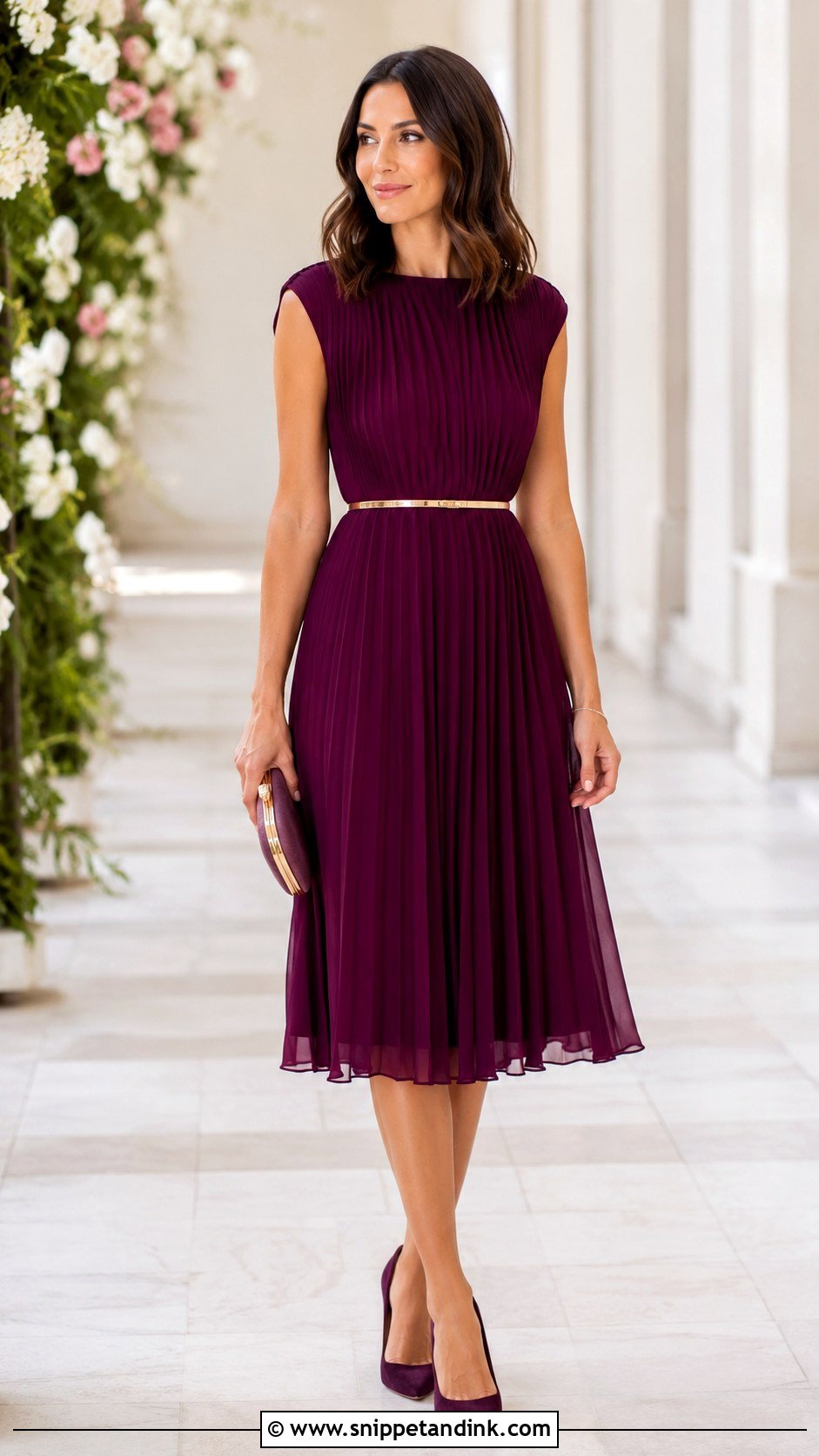Plum Pleated Dress Outfit - Snippet and Ink - 25 Plum Dress Outfit Wedding Ideas