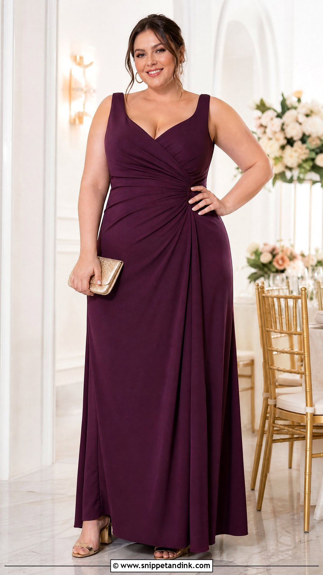 Plum Ruched Plus Size Maid of Honor Dress - Snippet and Ink - 20 Purple Maid of Honor Dress Ideas