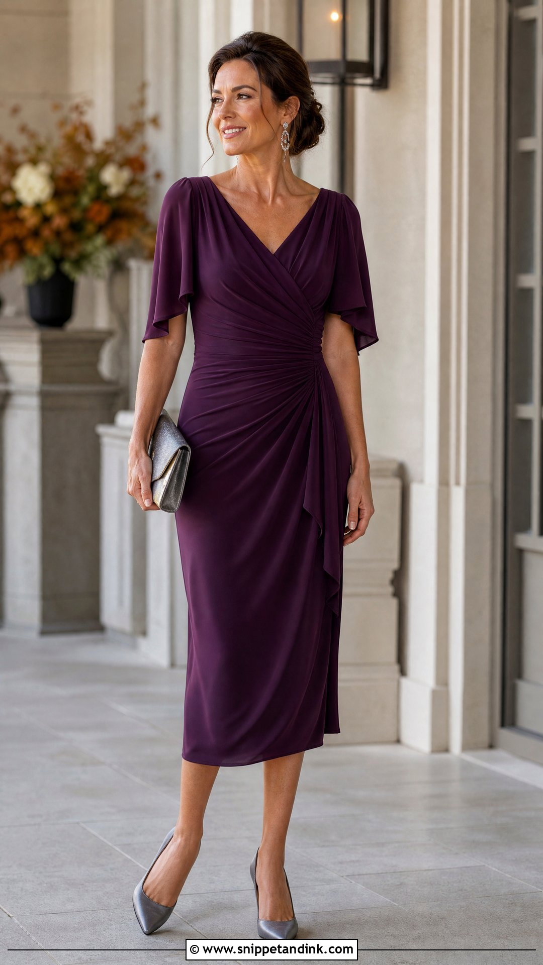 Plum Ruched Wedding Godmother Dress - Snippet and Ink - 20 Wedding Godmother Dress Ideas