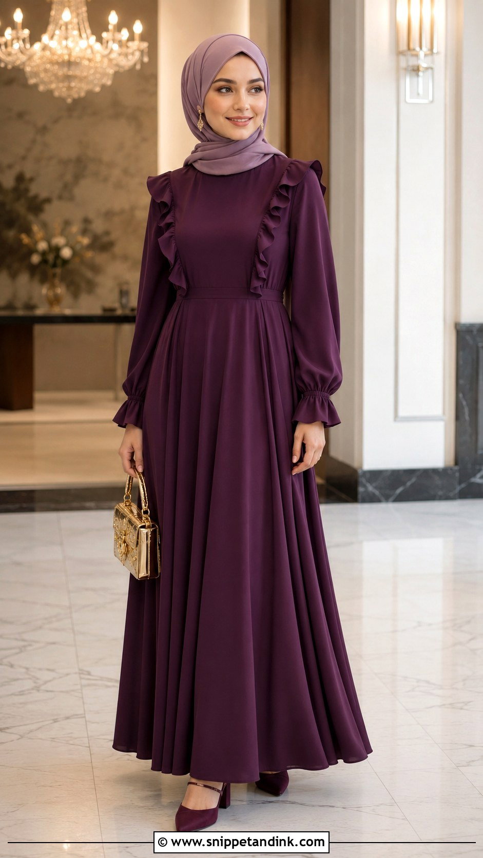 Plum Ruffle Hijab Dress - Snippet and Ink - 20 Hijab Dresses for Wedding Party