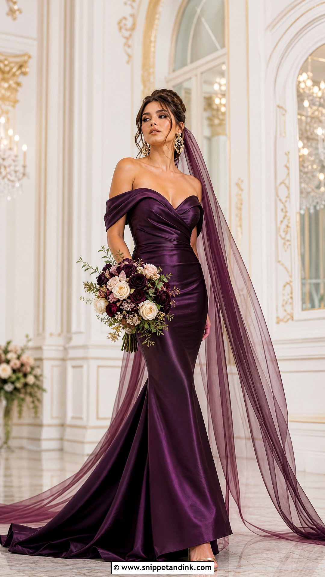Plum Satin Mermaid Bridal Gown - Snippet and Ink - 20 Purple Bridal Dress Ideas