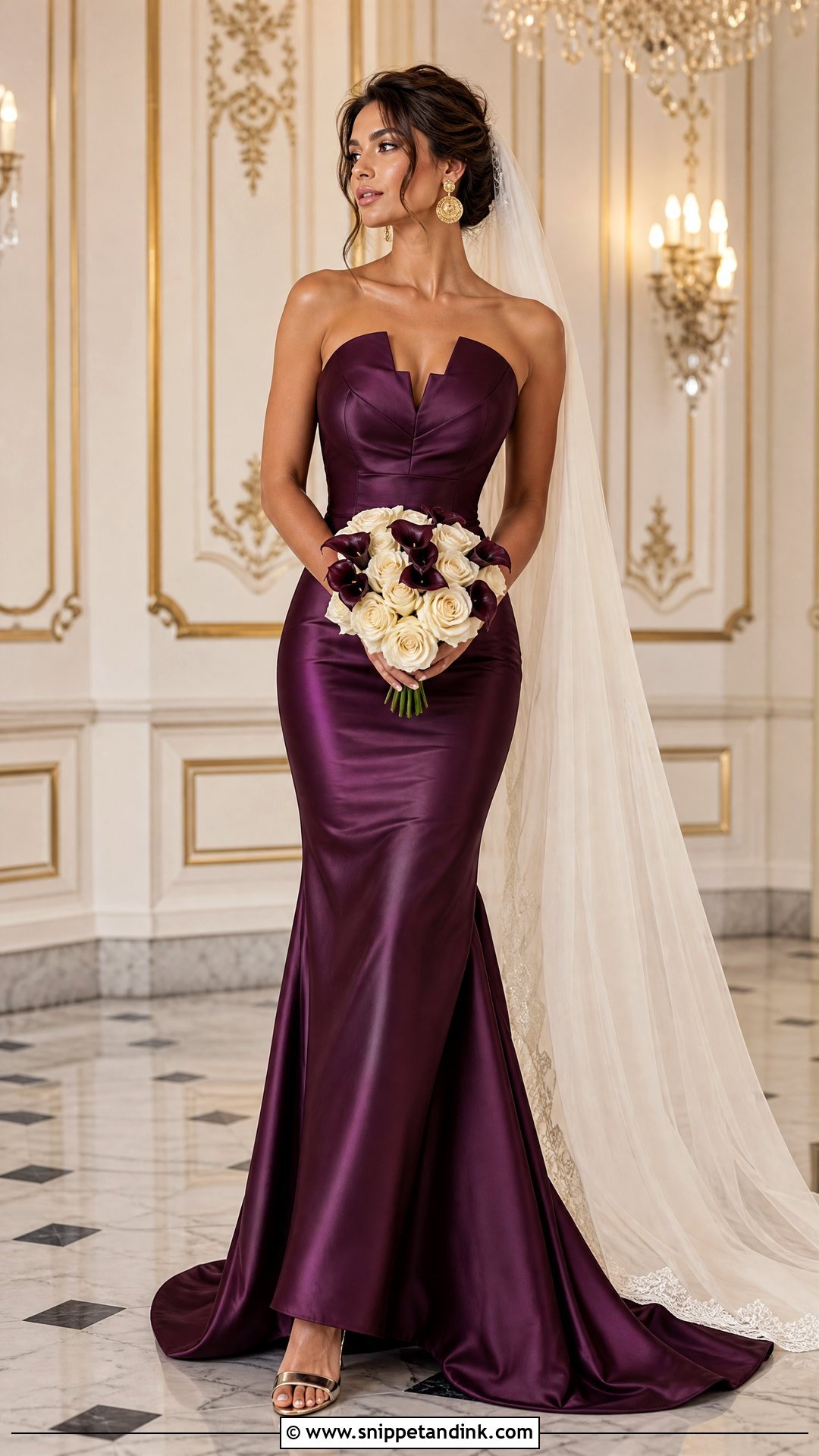 Plum Satin Purple Wedding Dress - Snippet and Ink - 20 Purple Bride Dress Ideas