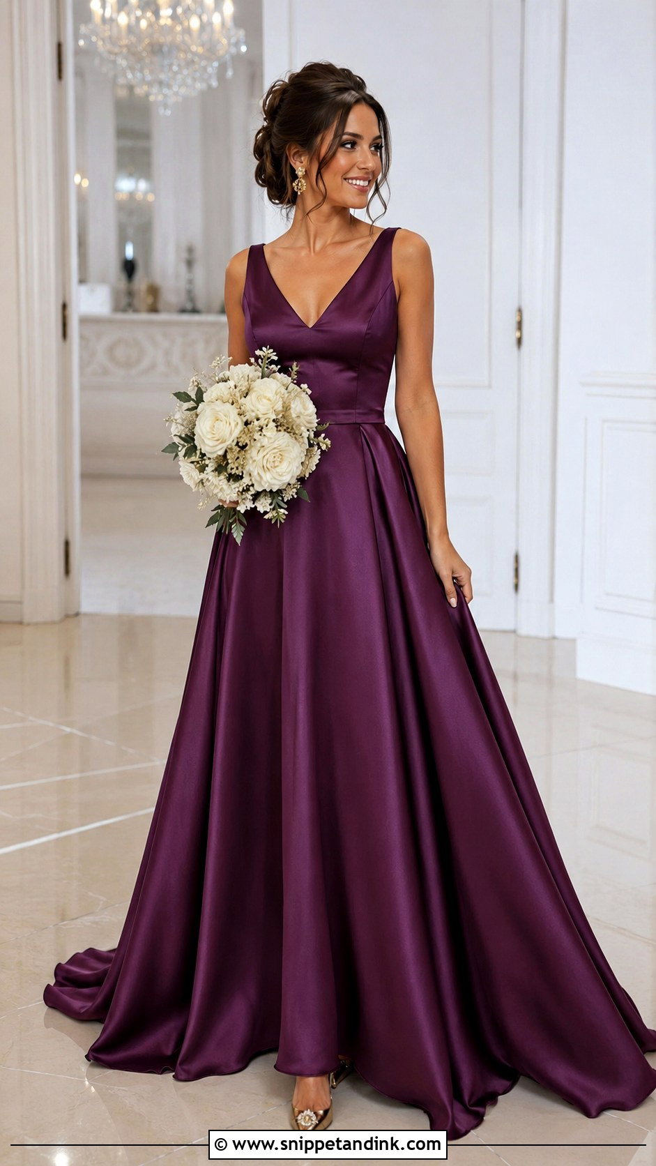 Plum Satin Purple Wedding Gown - Snippet and Ink - 25 Purple Wedding Gown Ideas