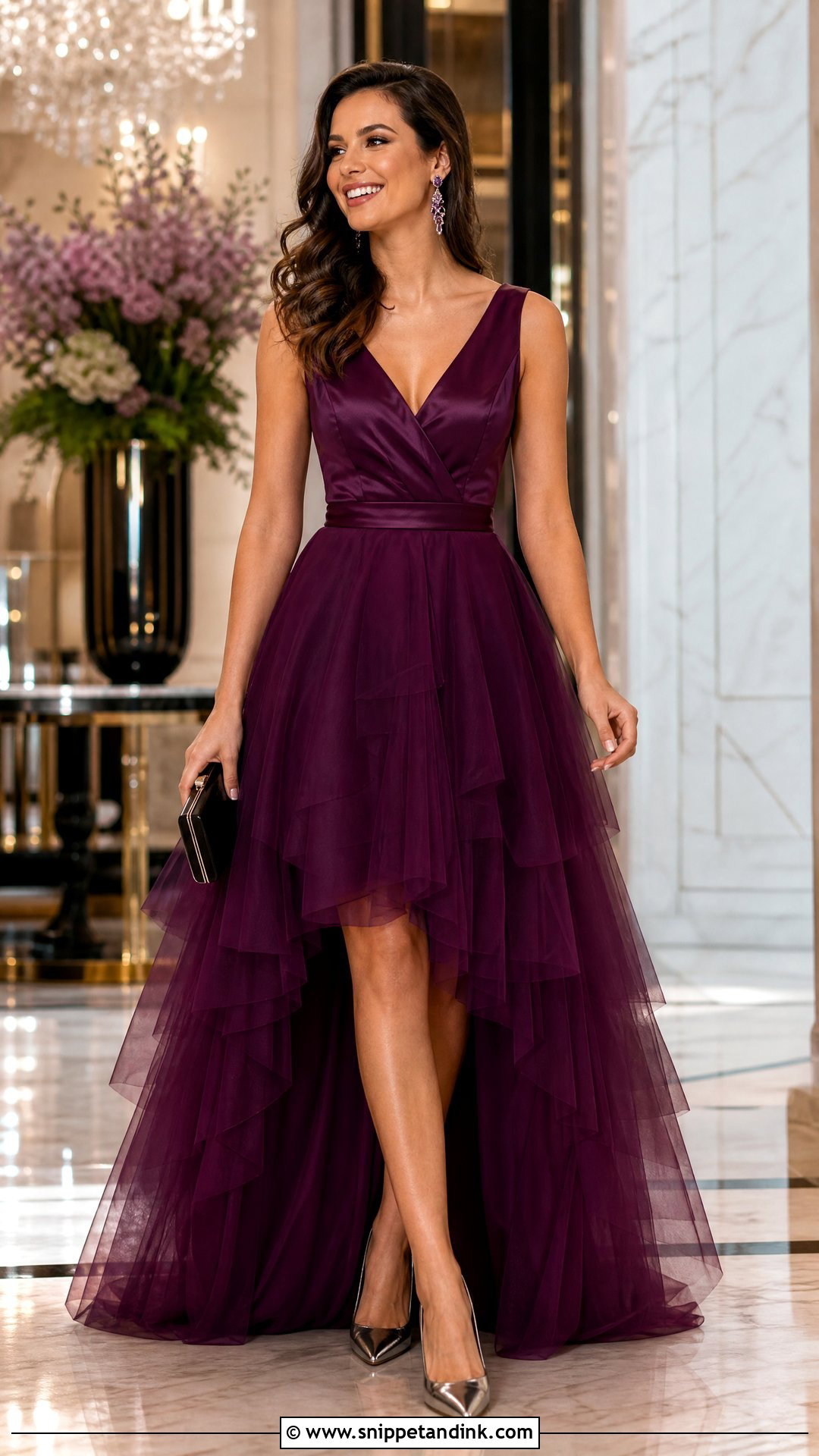 Plum Satin and Tulle High Low Dress - Snippet and Ink - 20 Satin and Tulle Dress Ideas