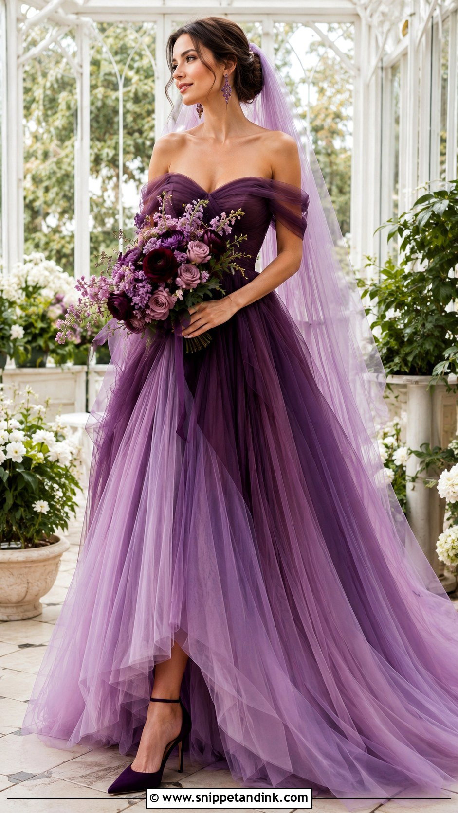 Plum Tulle Wedding Dress - Snippet and Ink - 20 Moody Wedding Dress Ideas