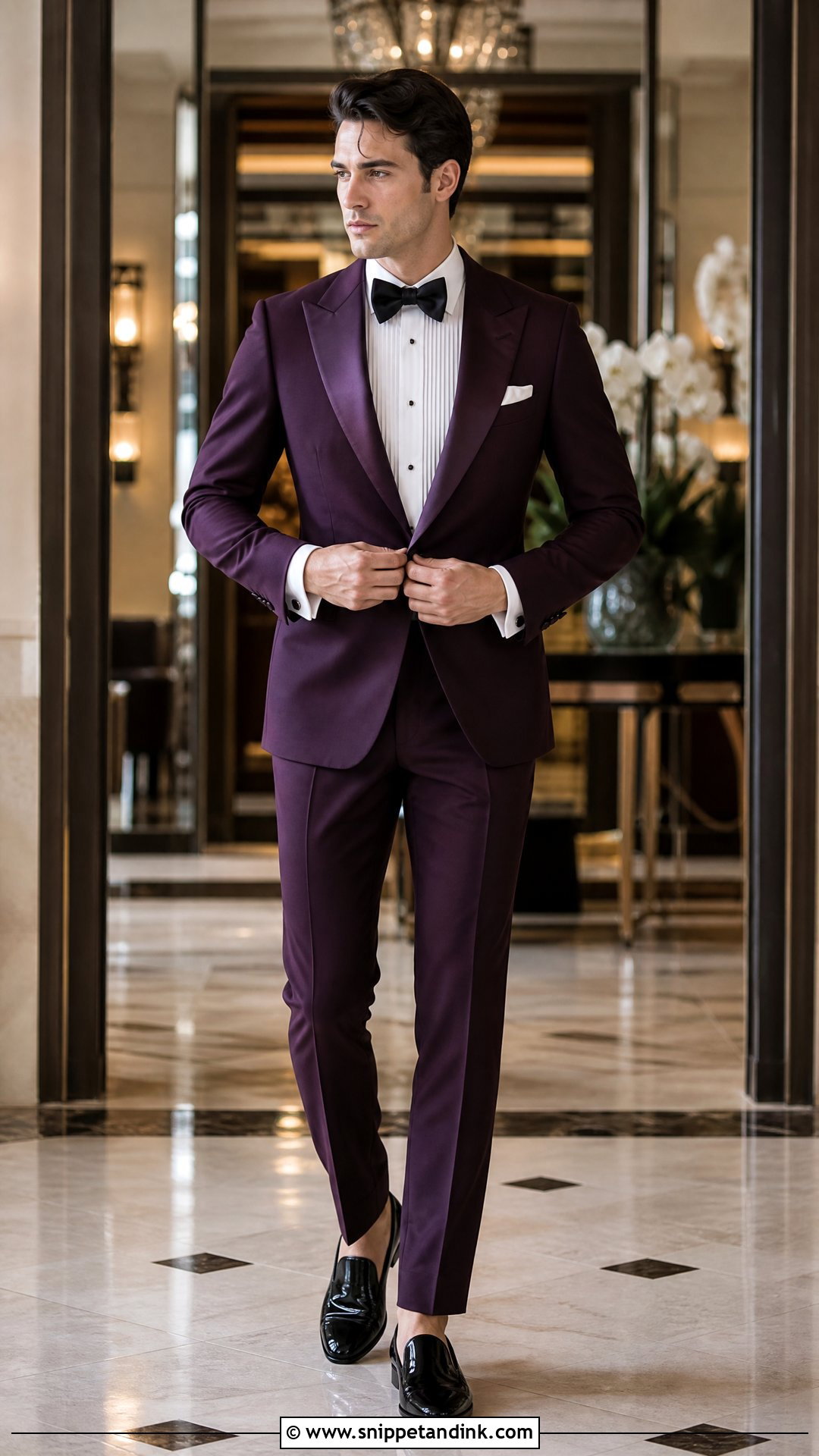 Plum Tuxedo With Satin Lapels - Snippet and Ink - 20 Purple Wedding Suit Ideas