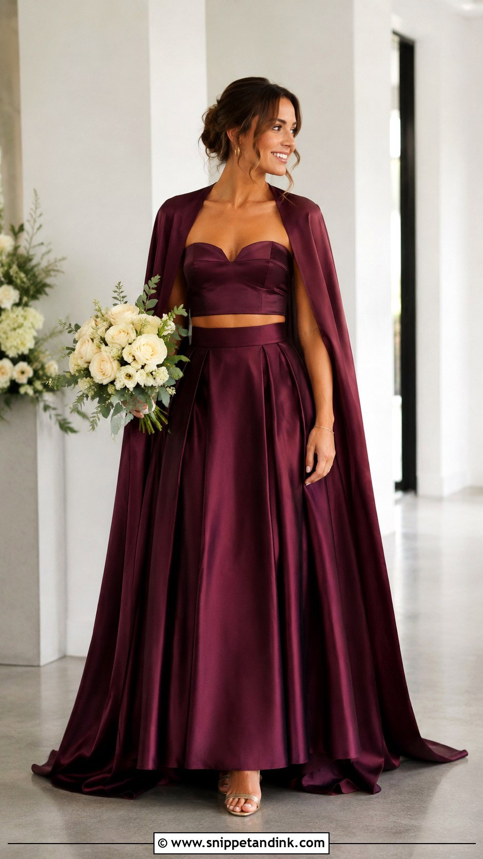 Plum Two Piece Wedding Dress With Gold Sandals - Snippet and Ink - 20 Purple Wedding Dress the Bride Ideas