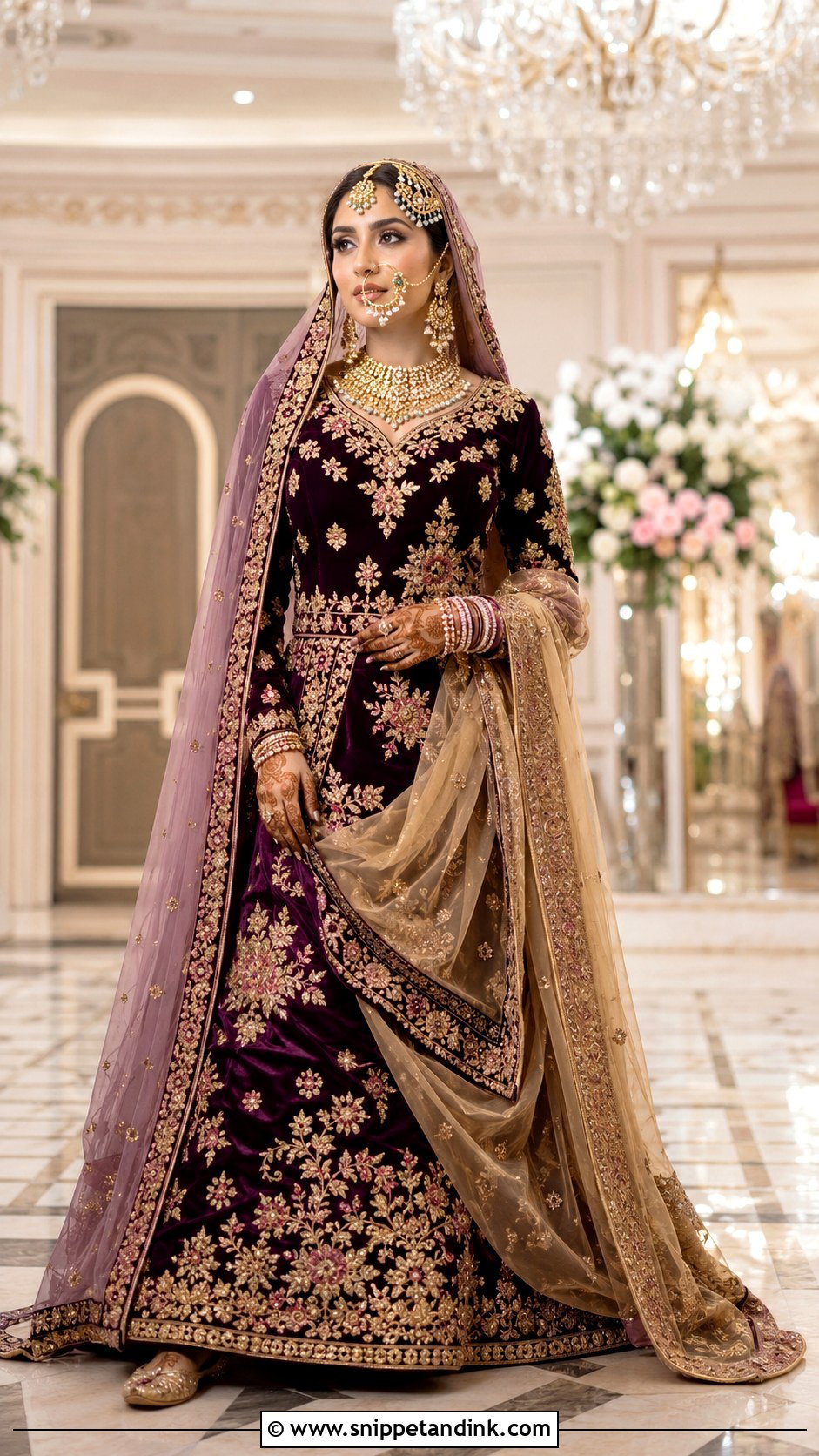 Plum Velvet Barat Lehnga - Snippet and Ink - 20 Barat Lehnga Pakistani Bridal Ideas