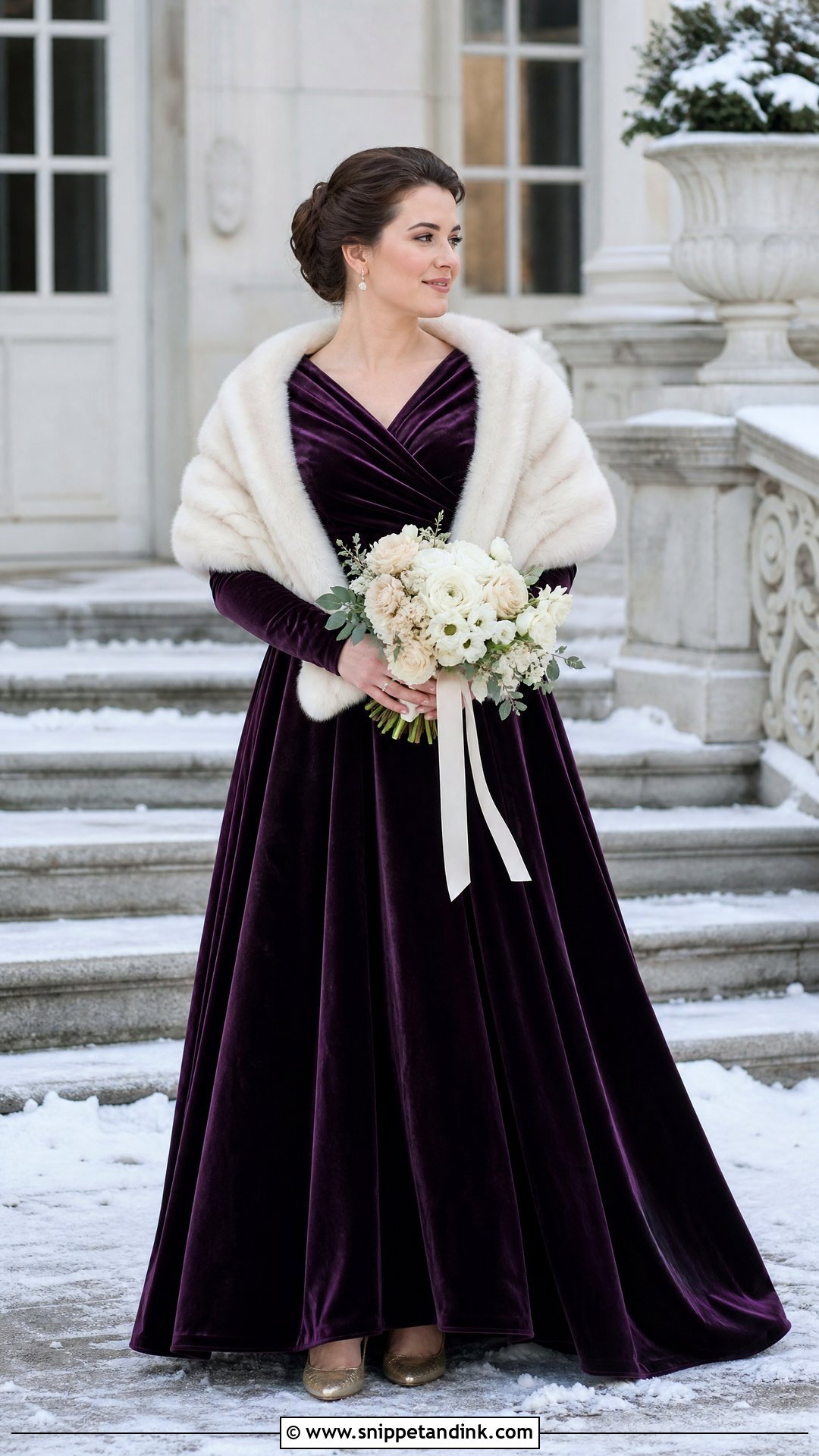 Plum Velvet Winter Wedding Dress - Snippet and Ink - 25 Purple Wedding Dresses