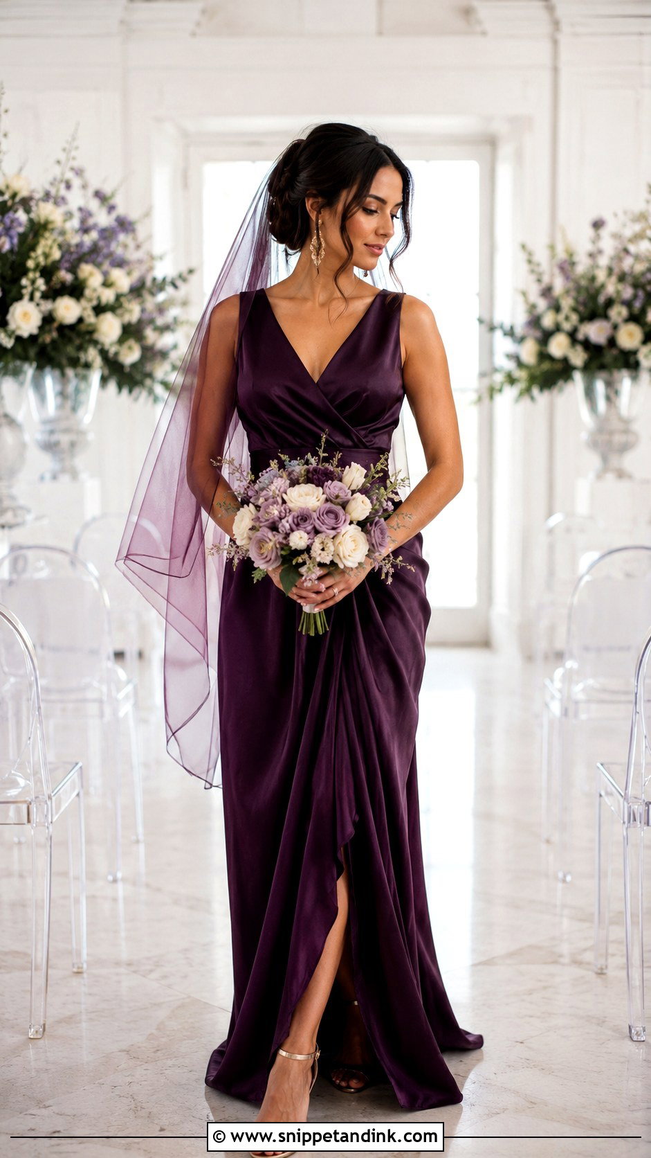 Plum Wedding Dress With Draped Skirt - Snippet and Ink - 20 Dark Wedding Dresses