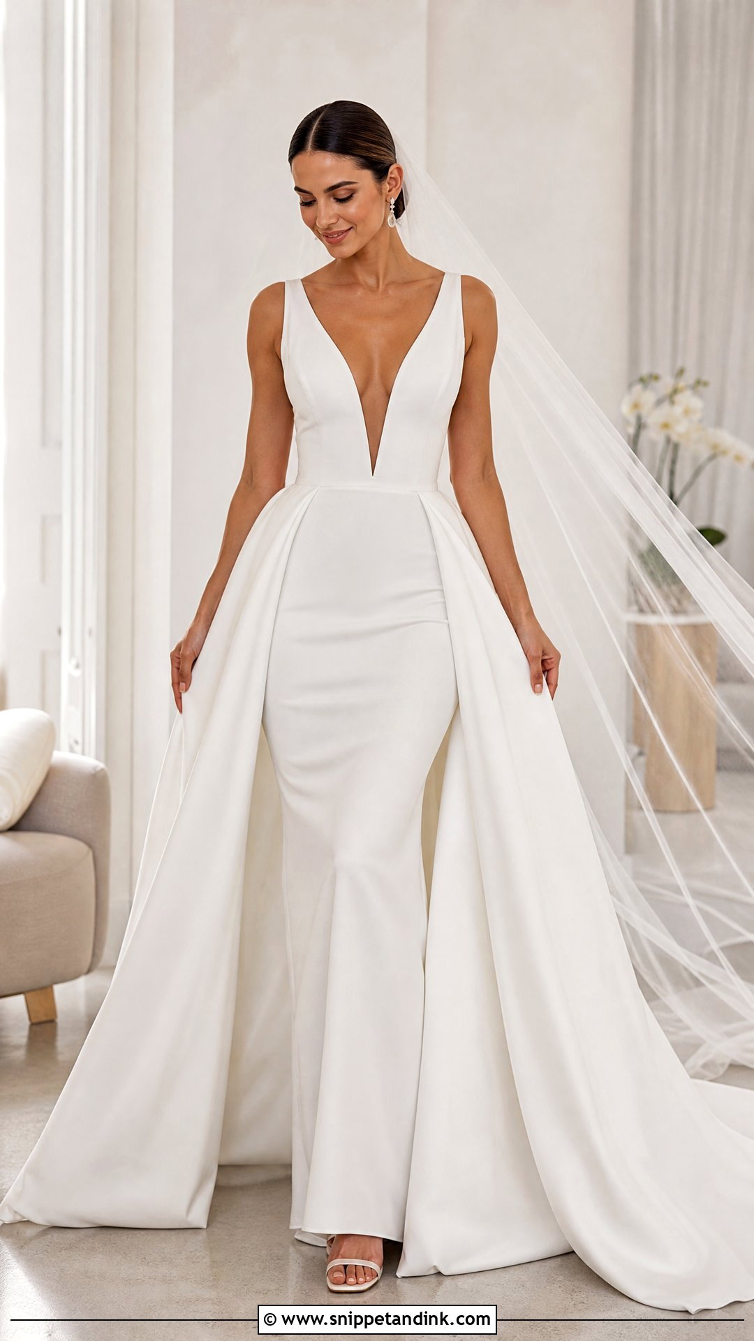 Plunge Neck Wedding Dress With Detachable Skirt - Snippet and Ink - 25 Wedding Dress with Detachable Skirt Ideas