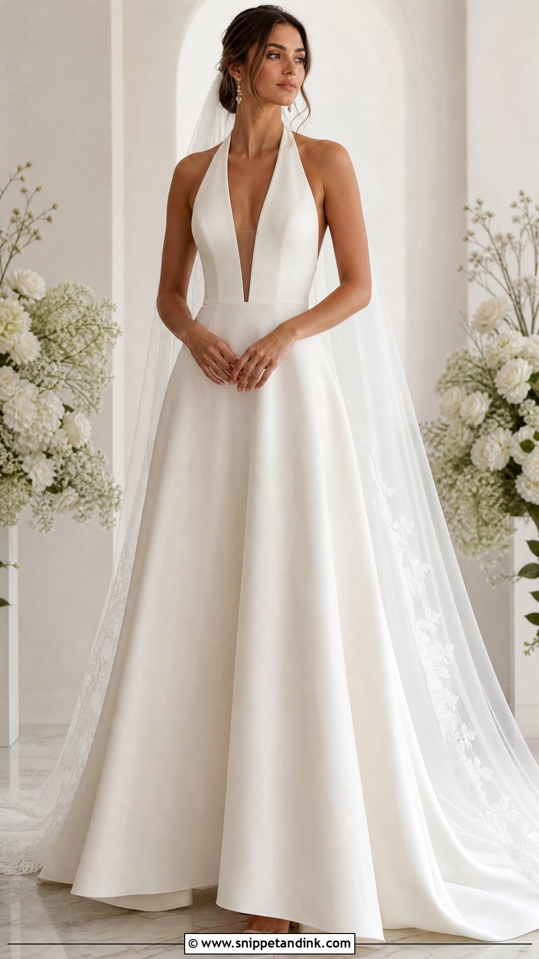 Plunging Halter Neck Wedding Gown - Snippet and Ink - 20 Halter Neck Wedding Gown Ideas