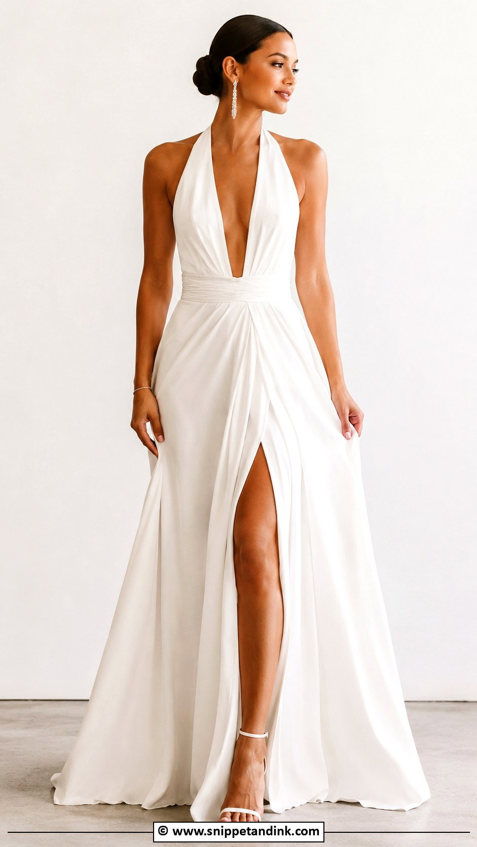 Plunging Halter Wedding Dress - Snippet and Ink - 25 Halter Top Wedding Dress Ideas