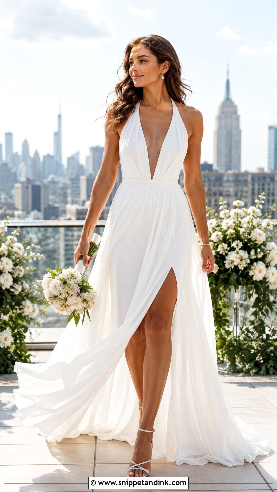 Plunging Halterneck Wedding Dress - Snippet and Ink - 30 Halterneck Wedding Dress Ideas