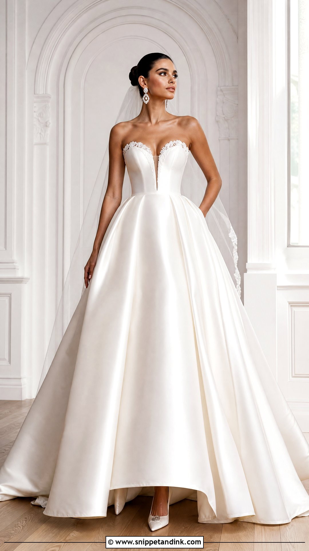 Plunging Neck Bridal Ball Gown - Snippet and Ink - 25 Bridal Ball Gown Ideas