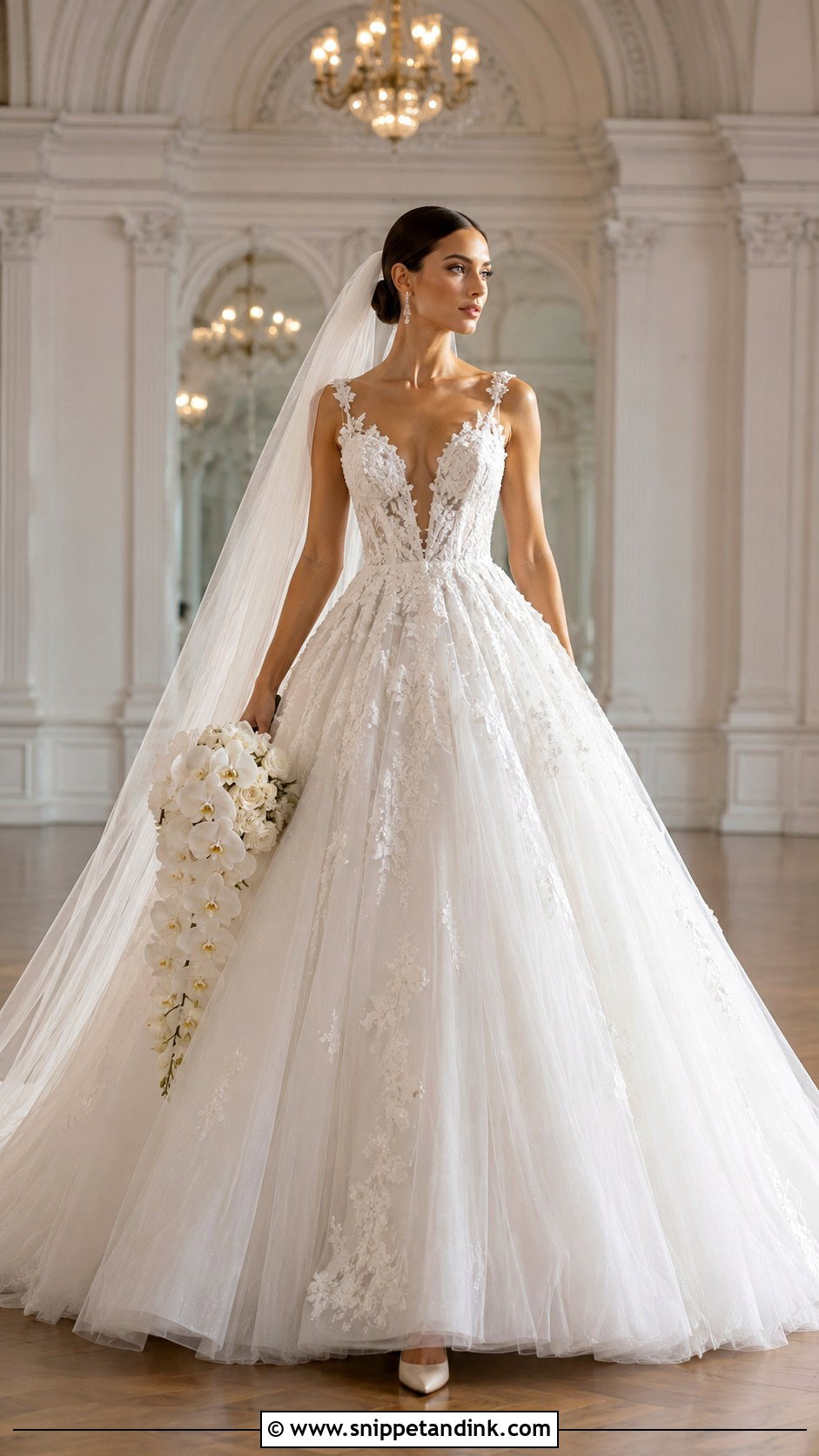 Plunging Neck Princess Ball Gown Wedding Dress - Snippet and Ink - 20 Dream Wedding Dresses Ball Gown Princesses