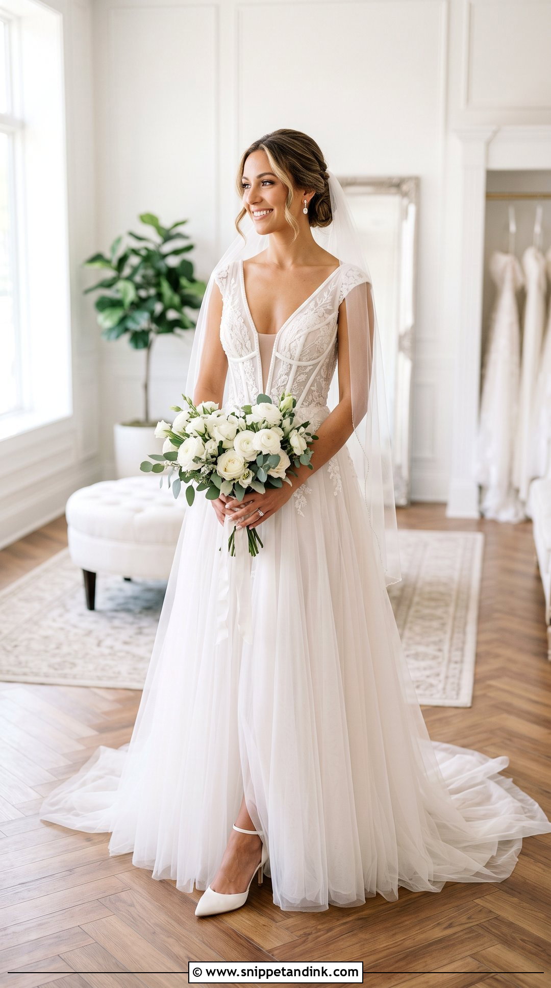Plunging Neck Wedding Dress with Boning - Snippet and Ink - 20 Wedding Dress with Boning Ideas