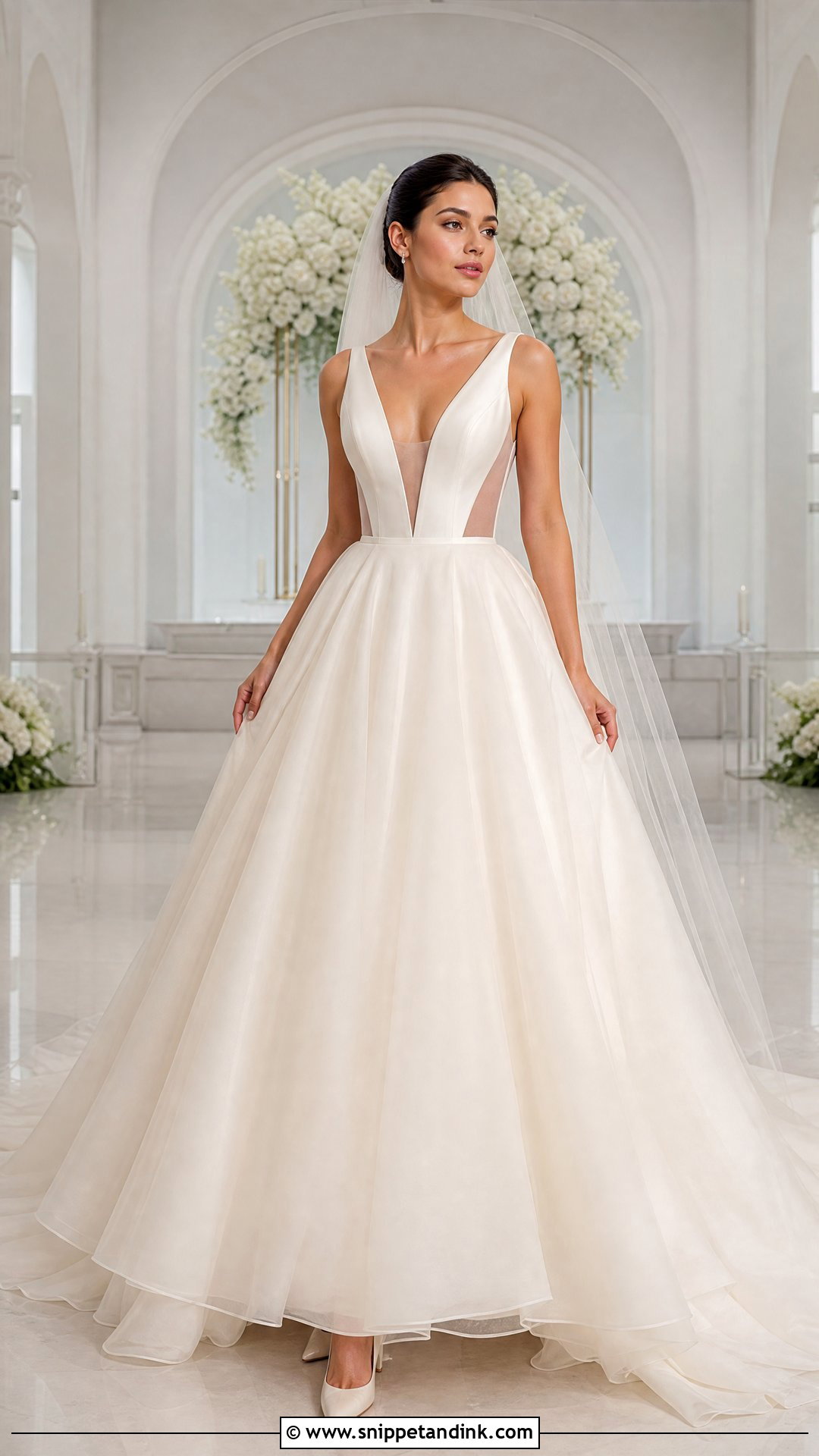 Plunging Neckline Ball Gown - Snippet and Ink - 25 Revealing Wedding Dress Ideas