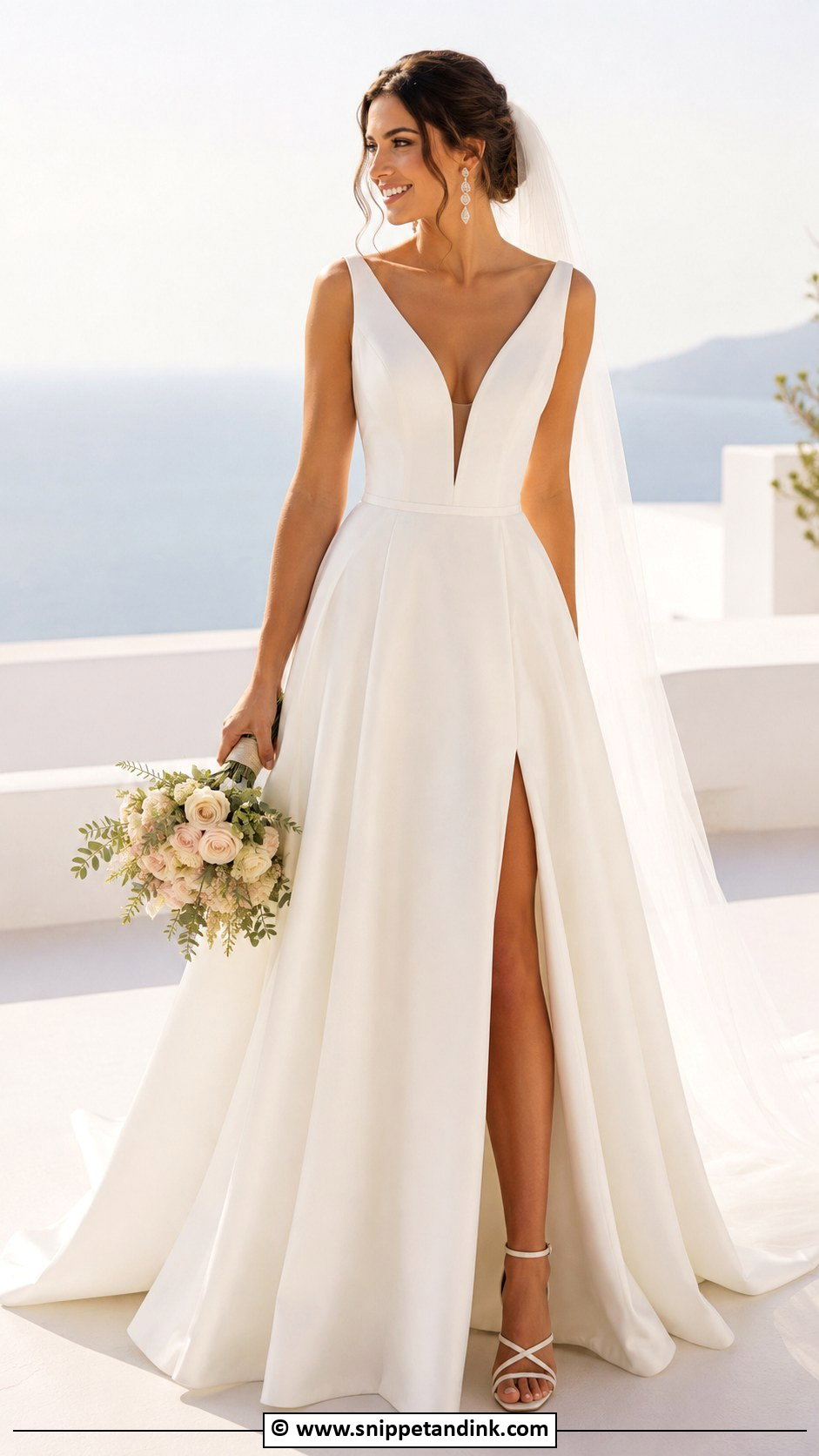 Plunging Neckline Wedding Dress - Snippet and Ink - 30 Beautiful Wedding Dresses