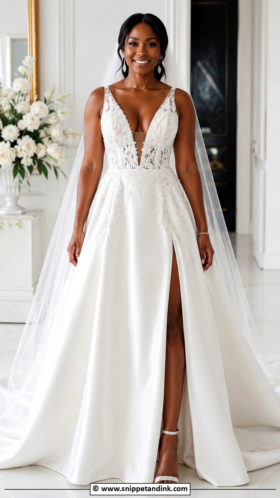Plunging Neckline Wedding Dress - Snippet and Ink - 30 Dream Wedding Dresses Black Women