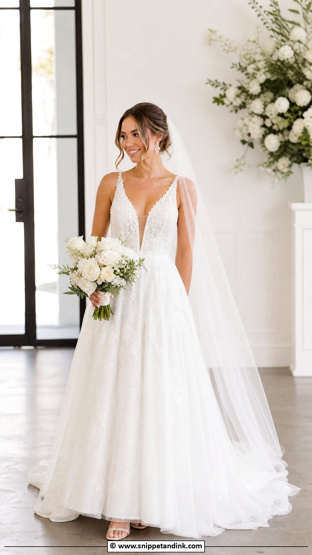 Plunging Neckline Wedding Dress - Snippet and Ink - 35 Dreamy Wedding Dress Ideas