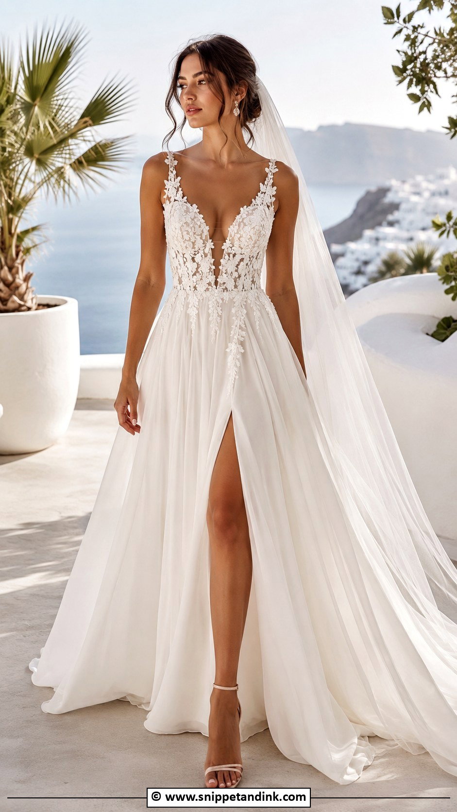 Plunging Neckline Wedding Gown - Snippet and Ink - 35 Wedding Gowns