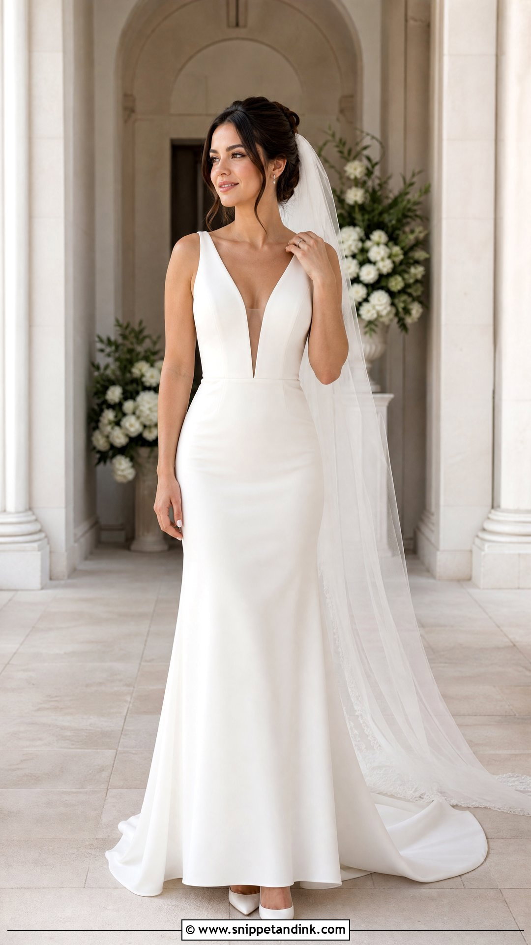 Plunging Neckline Wedding Gown - Snippet and Ink - 20 Wedding Gowns for Short Brides