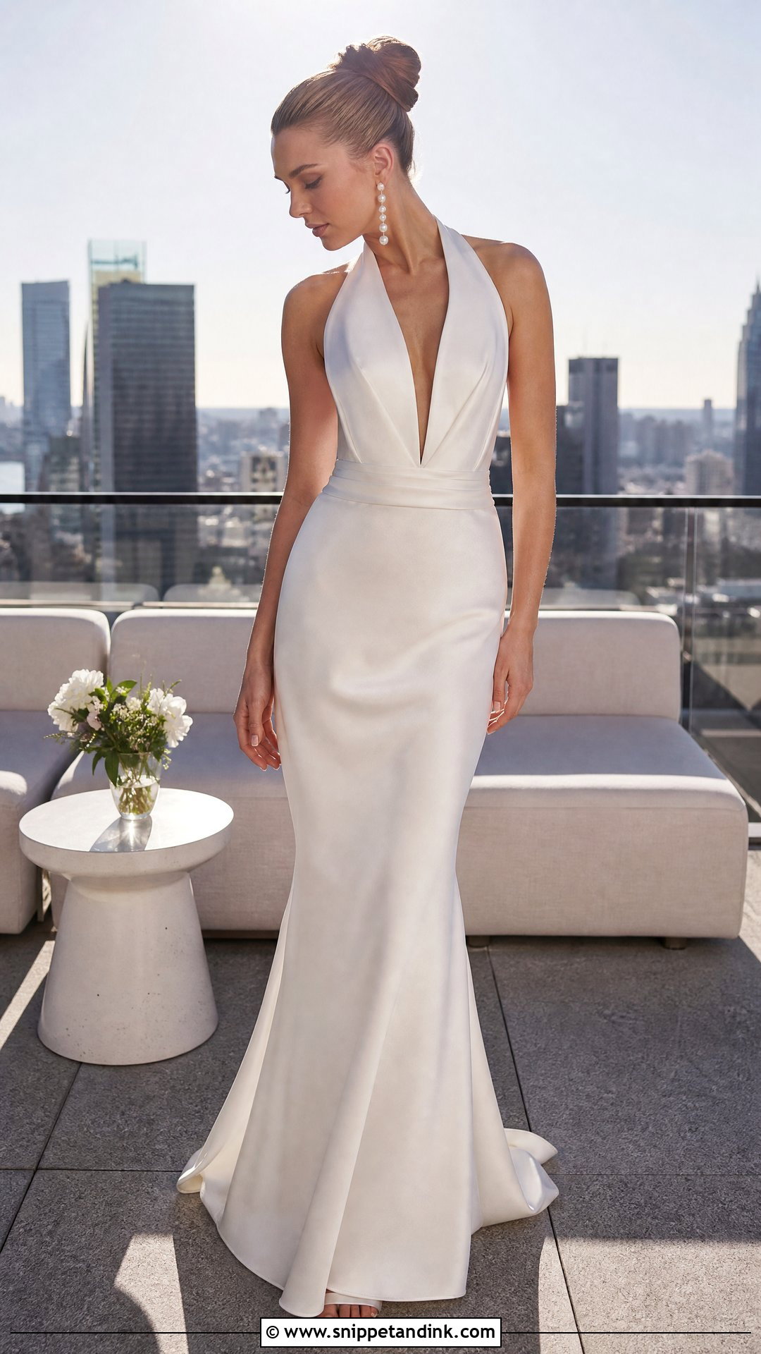 Plunging Silk Halter Wedding Dress - Snippet and Ink - 20 Silk Halter Wedding Dress Ideas