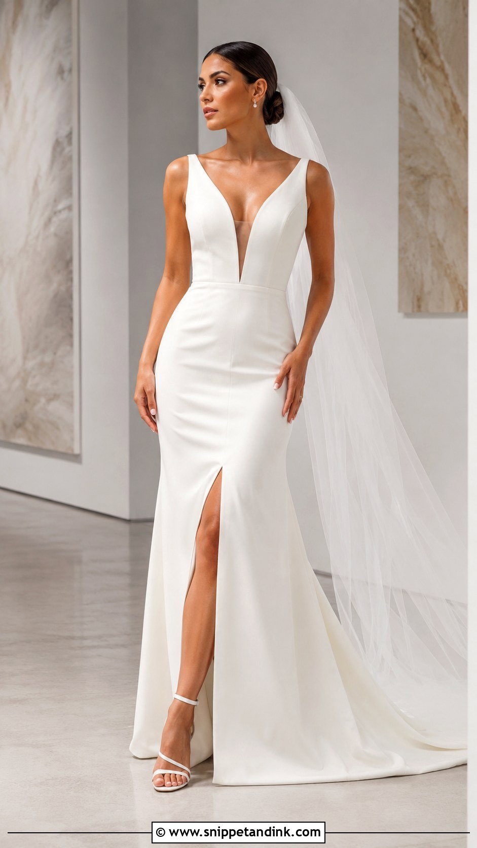Plunging V Cut Wedding Dress - Snippet and Ink - 20 V Cut Wedding Dress Ideas