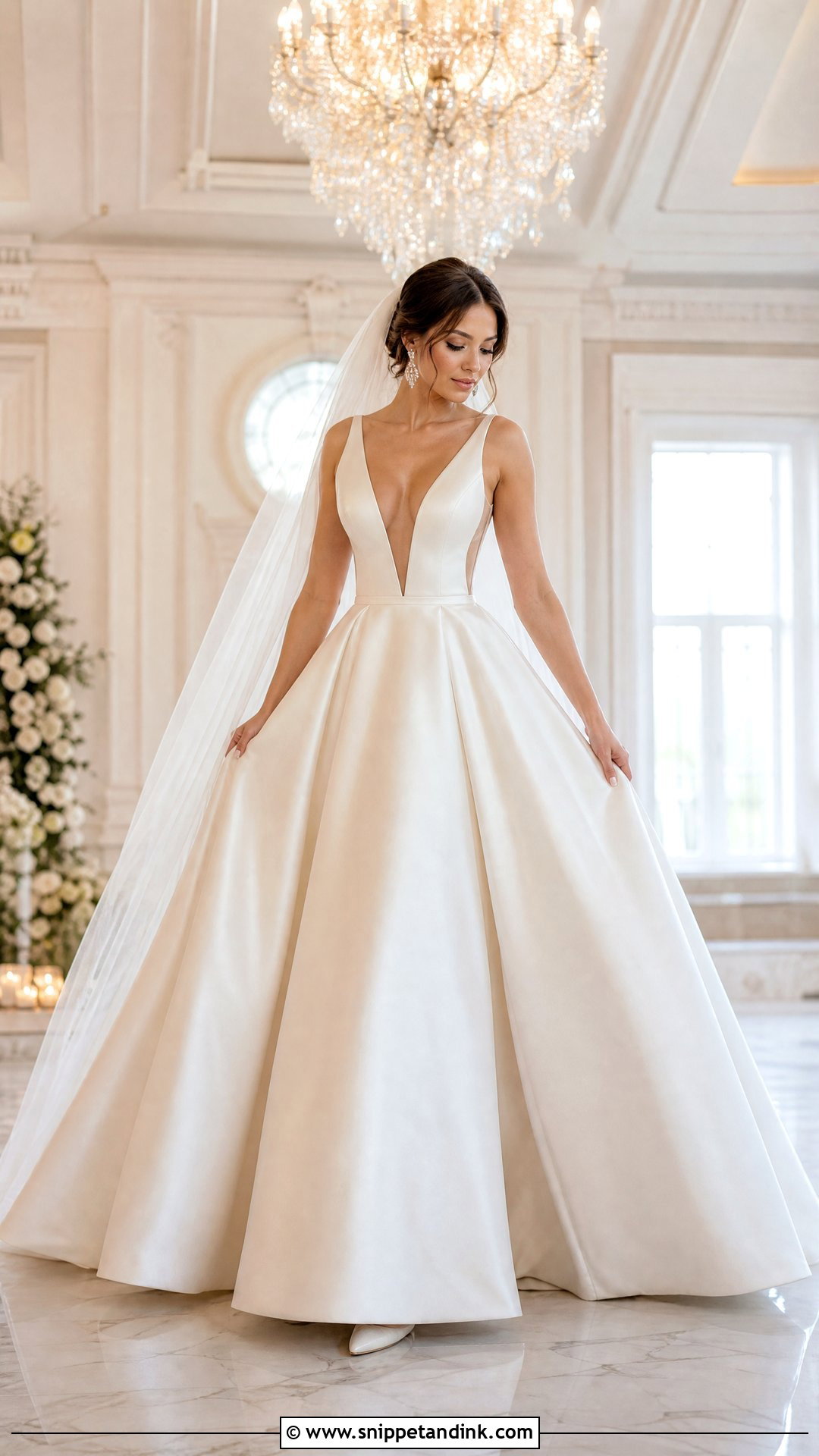 Plunging V Neck Ball Gown Wedding Dress - Snippet and Ink - 20 Wedding Dress for Small Bust Ideas