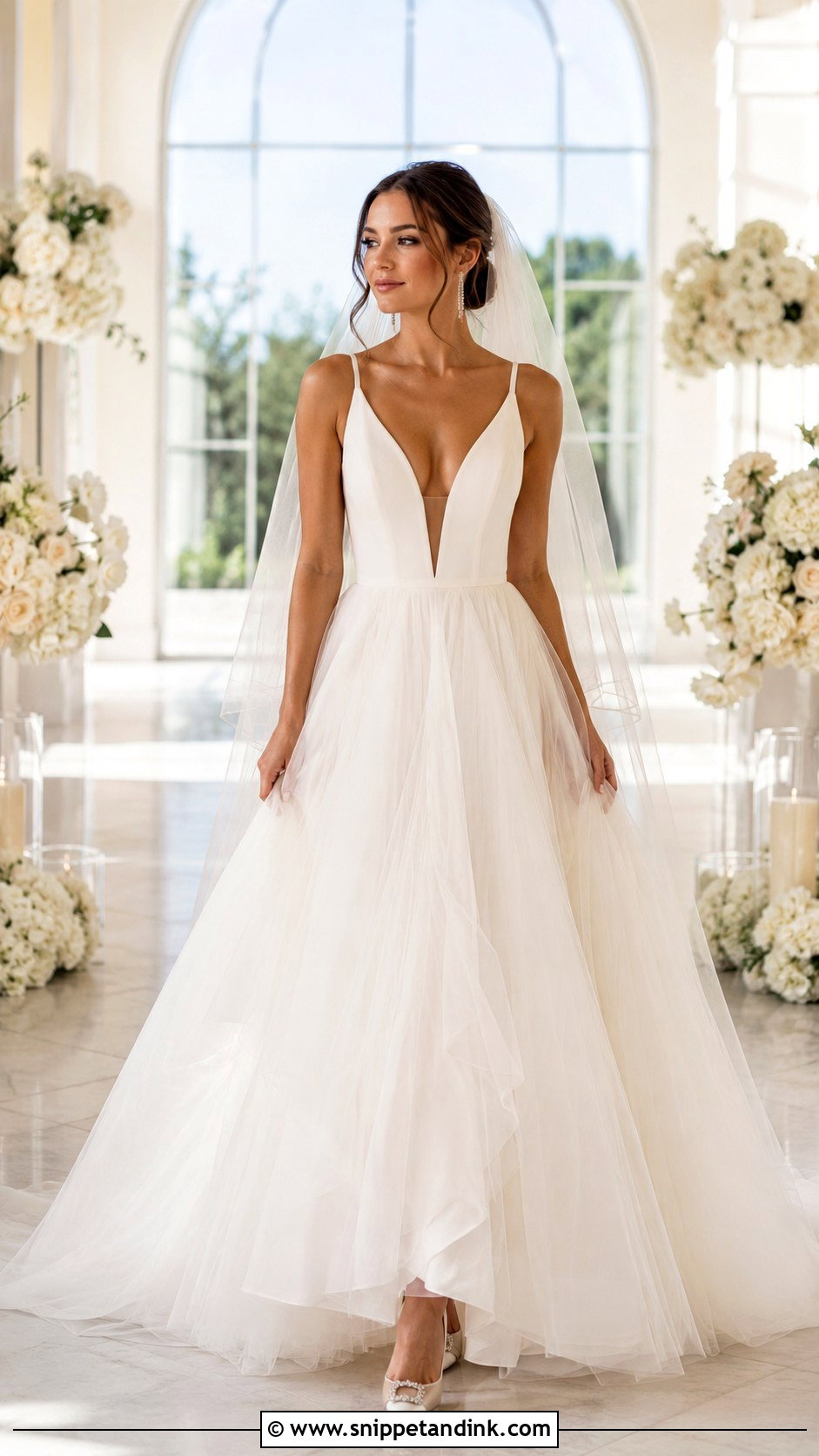 Plunging V Neck Bodice Wedding Dress - Snippet and Ink - 20 Bodice Wedding Dress Ideas