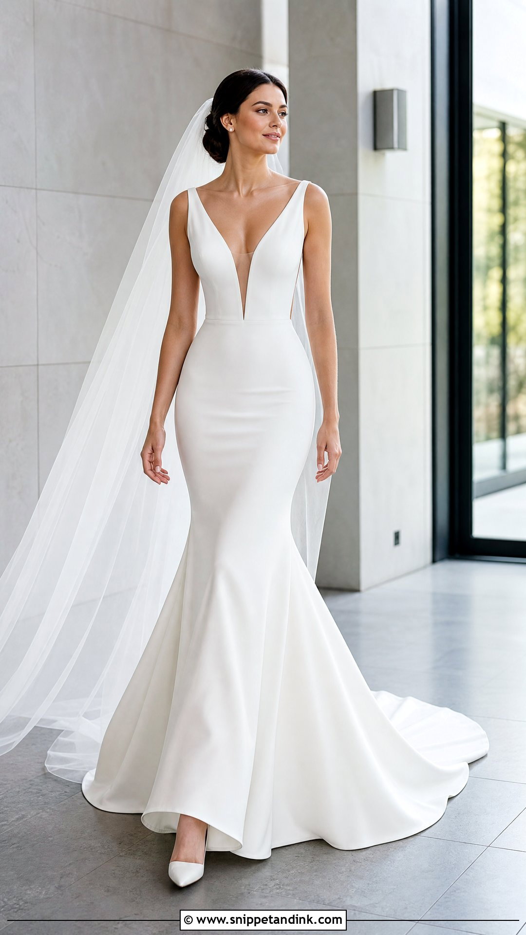 Plunging V Neck Mermaid Wedding Dress - Snippet and Ink - 20 V Neck Mermaid Wedding Dress Ideas