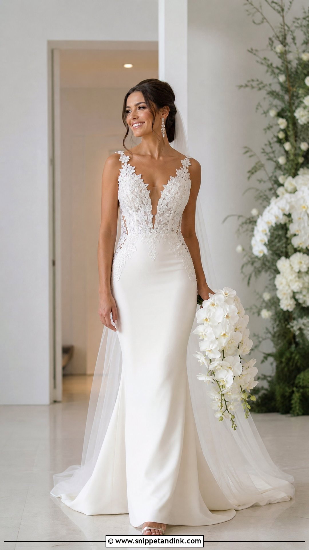 Plunging V Neck Serpentina Wedding Gown - Snippet and Ink - 20 Serpentina Wedding Gown Ideas