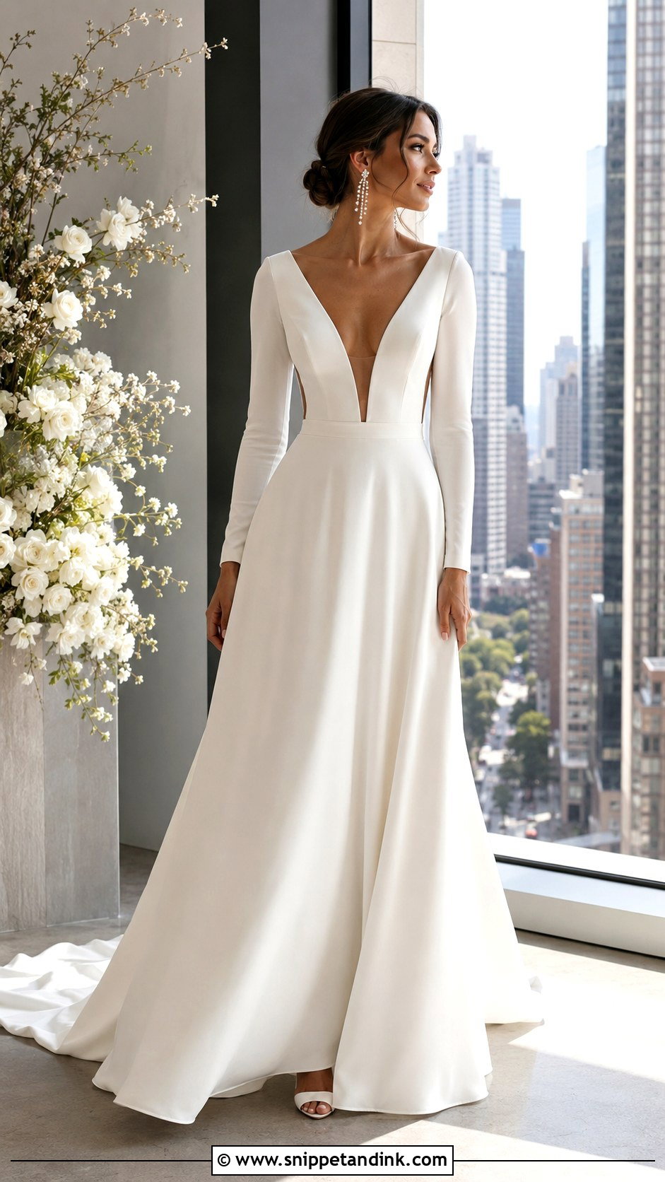 Plunging V Neck Wedding Dress - Snippet and Ink - 25 Wedding Dress Neckline Ideas