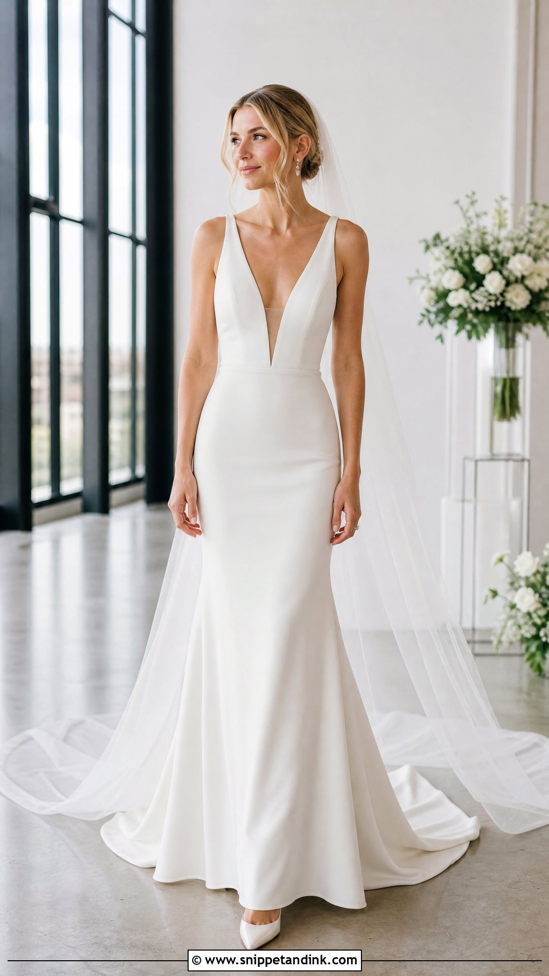 Plunging V Neck Wedding Dress - Snippet and Ink - 20 Small Bust Wedding Dress Ideas