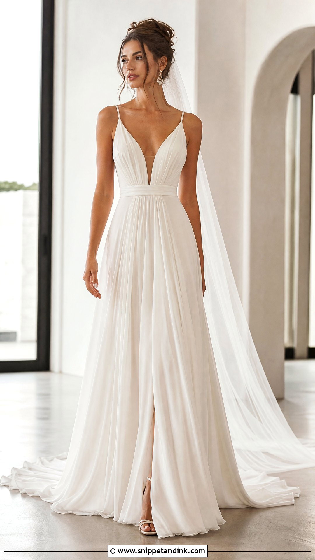 Plunging V Neck Wedding Dress - Snippet and Ink - 20 Small Bust Wedding Dresses
