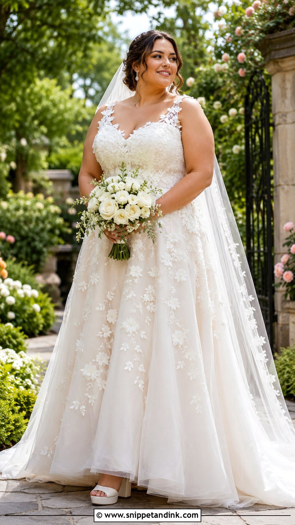 Plus Size 3D Flower A Line Wedding Dress - Snippet and Ink - 20 3D Flower Wedding Dress Ideas