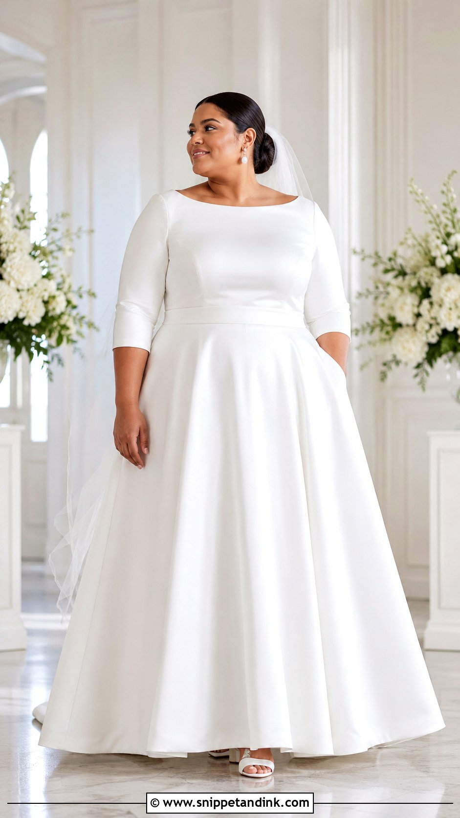 Plus Size A Line Boatneck Wedding Dress - Snippet and Ink - 20 Boatneck Wedding Dresses