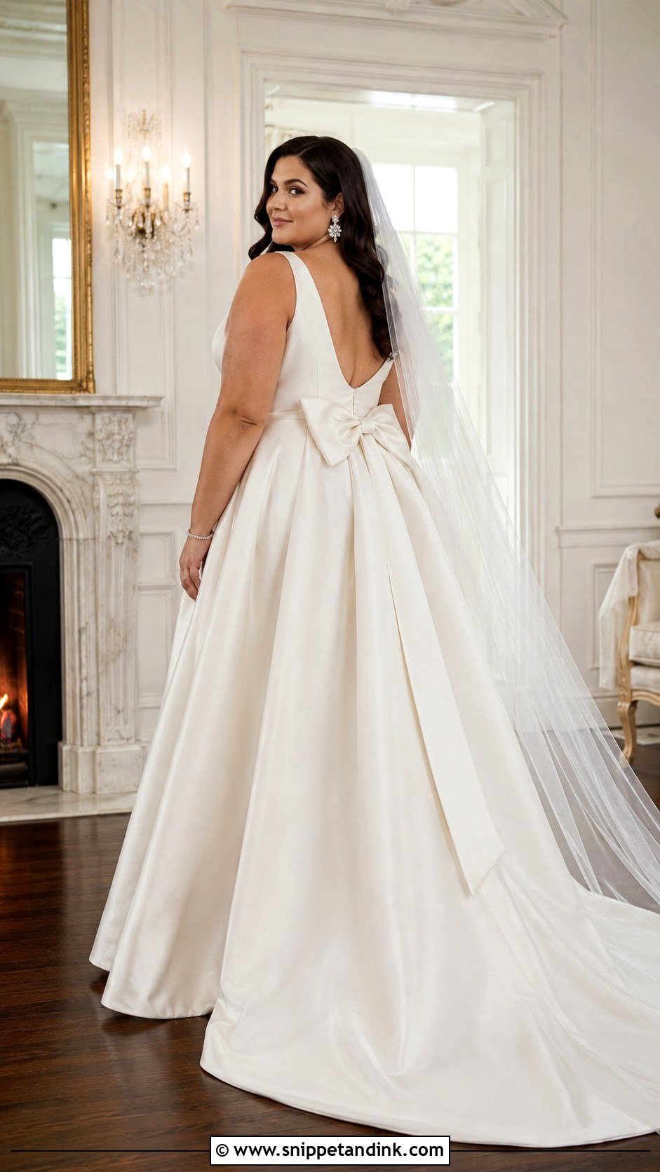Plus Size A Line Bow Back Wedding Dress - Snippet and Ink - 20 Bow Back Wedding Dress Ideas