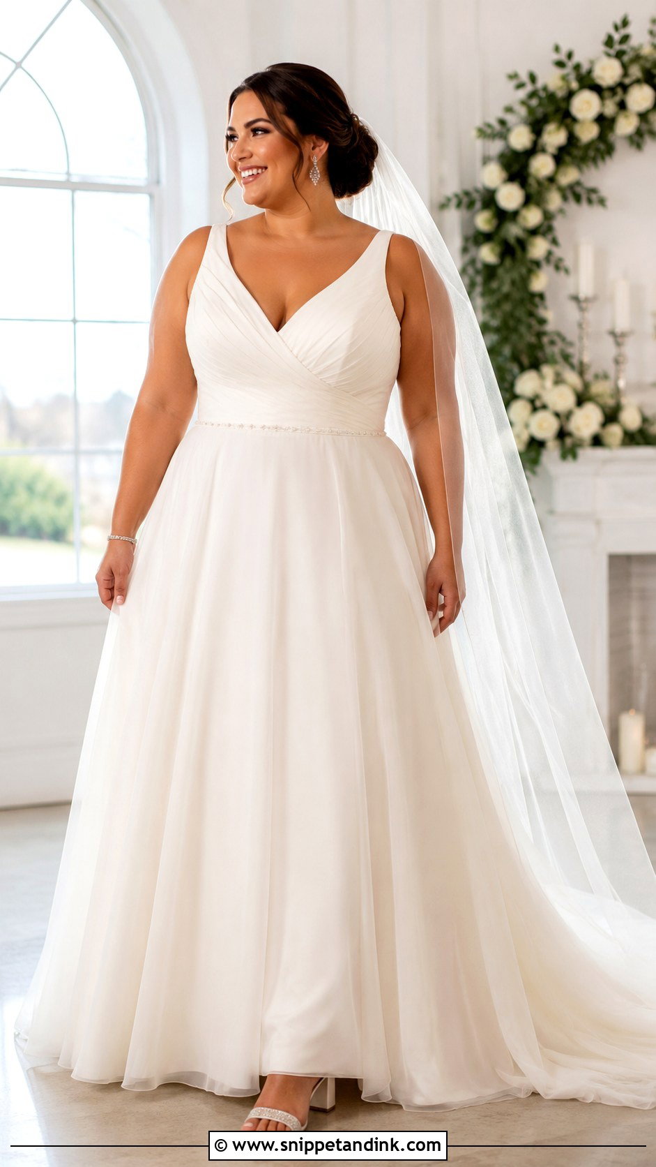 Plus Size A Line Gown with Floor Veil - Snippet and Ink - 20 Gown with Veil Ideas