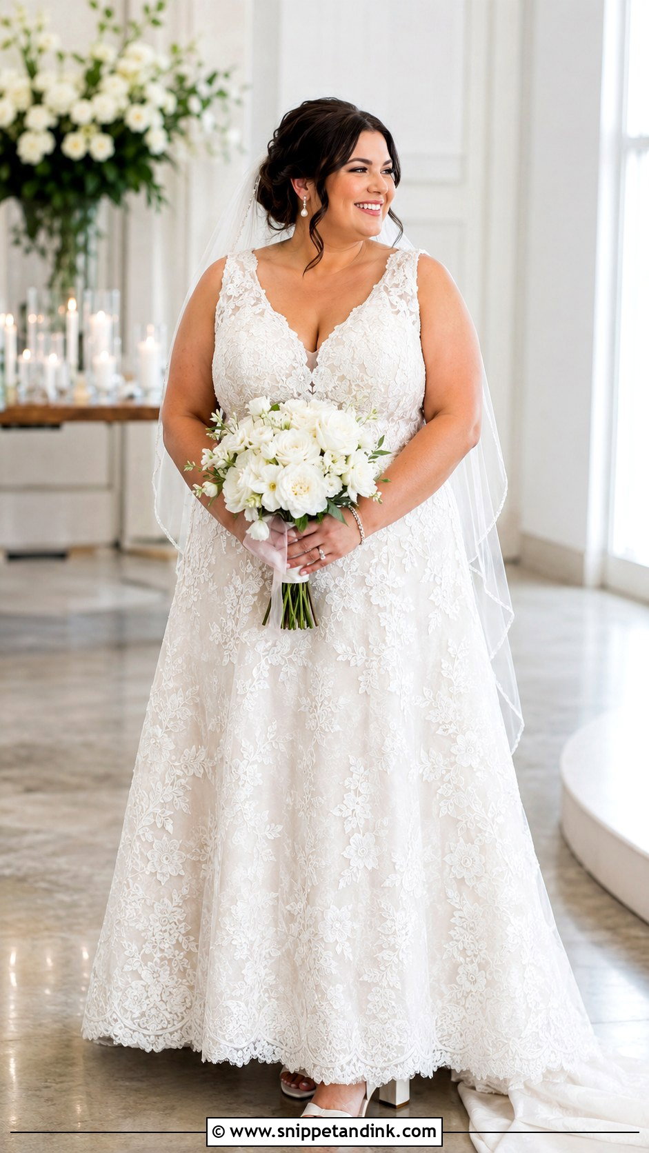 Plus Size A Line Lace Wedding Dress - Snippet and Ink - 20 Fat Wedding Dress Ideas